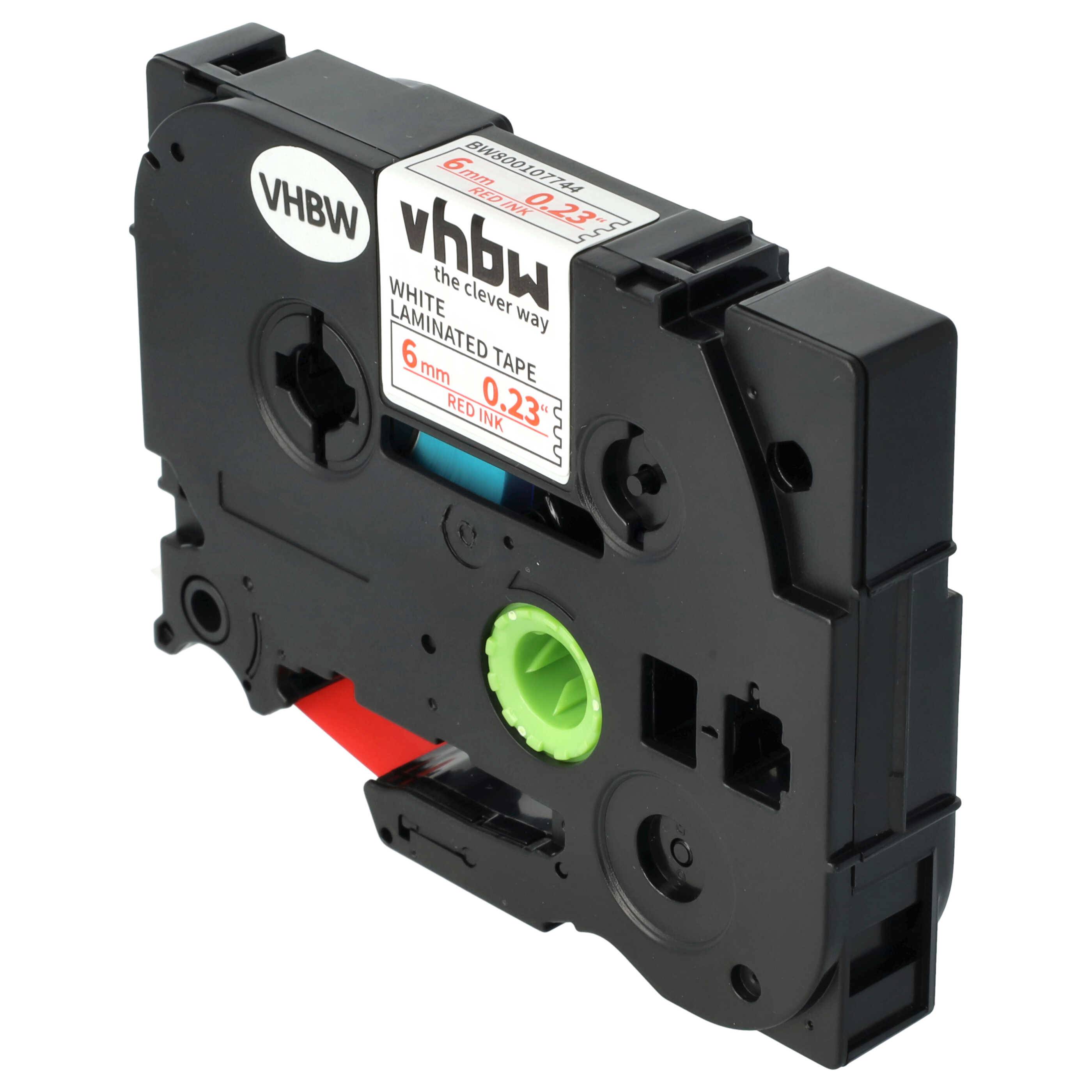 vhbw Schriftband-Kassette Ersatz für Brother TZE-212 für Etiketten-Drucker 8m x 6mm Rot auf Weiß