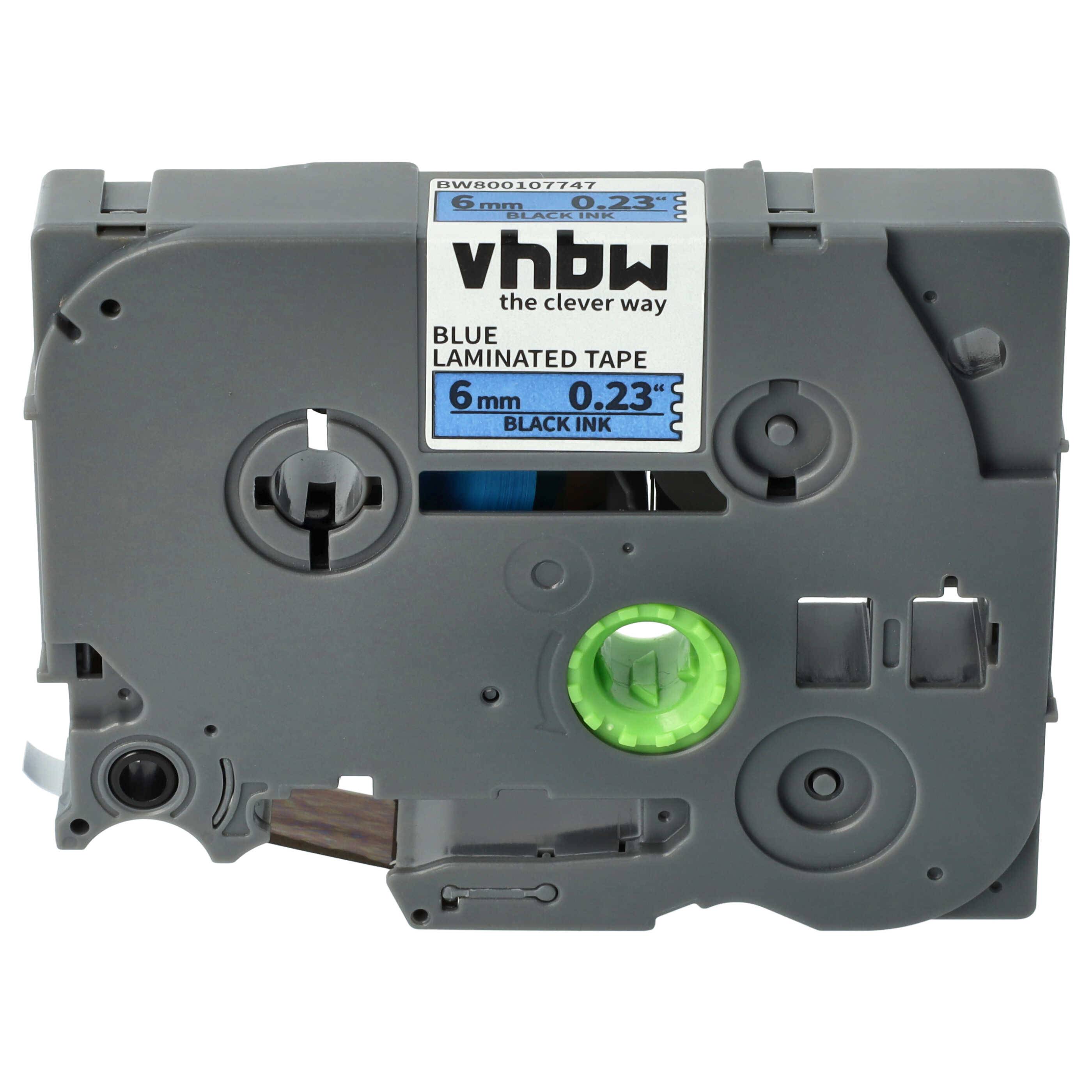 vhbw Schriftband-Kassette Ersatz für Brother TZE-511 für Etiketten-Drucker 8m x 6mm Schwarz auf Blau