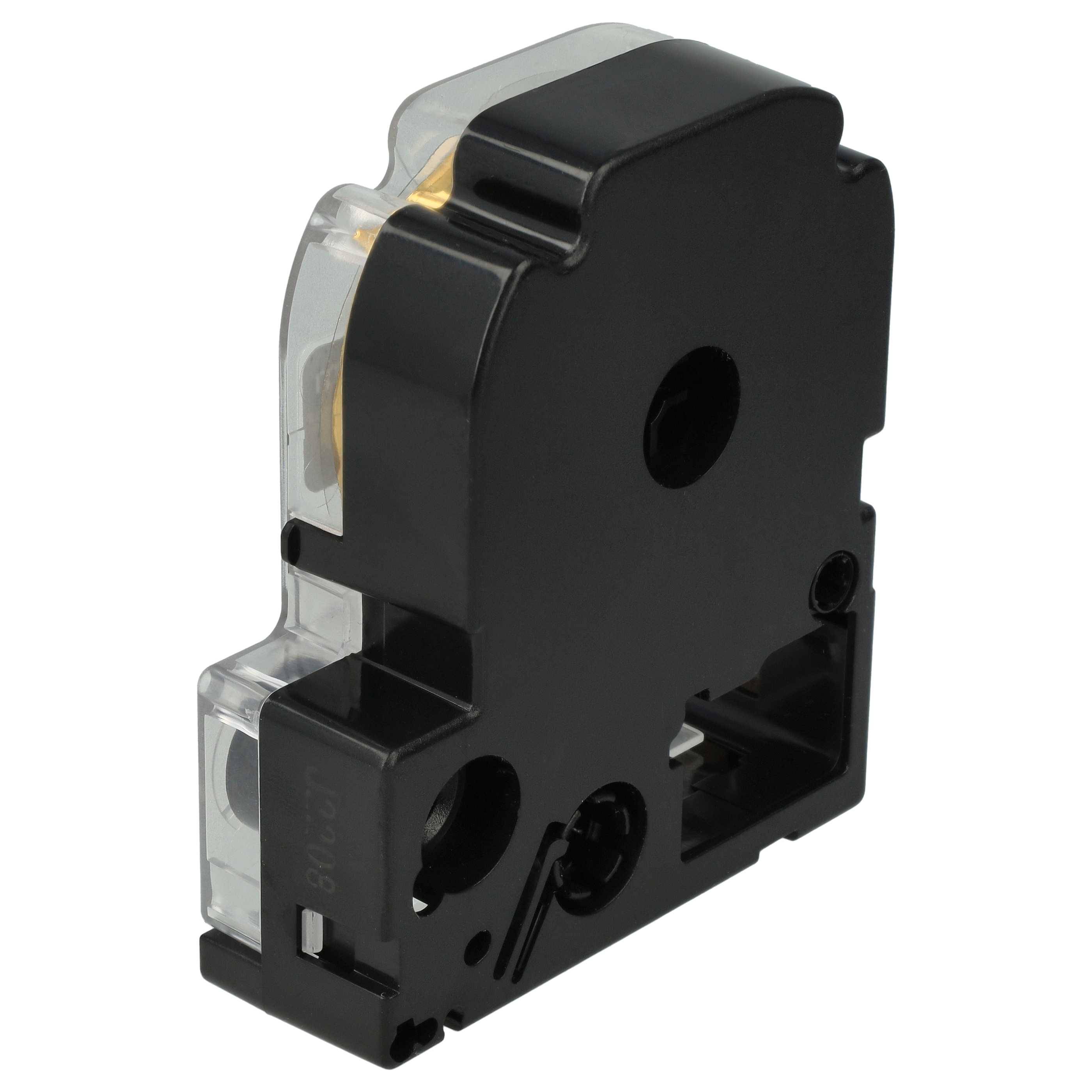 vhbw 1x Schriftband-Kassette kompatibel mit KingJim SR-PBW1, SR-RK1, SR6700D, SR750, SR950 Etiketten-Drucker 8m x 12mm Schwarz auf Gold