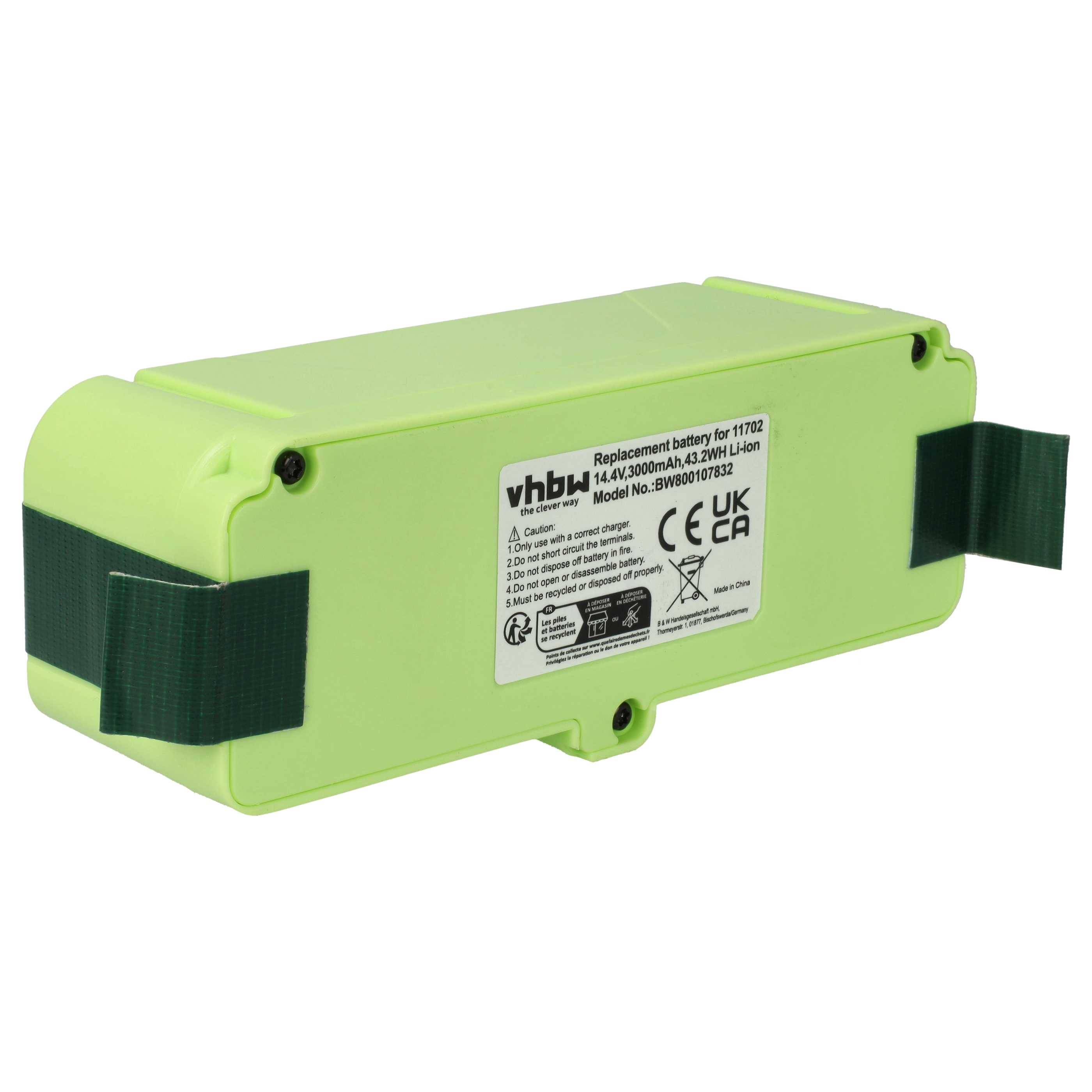 vhbw Akku Ersatzakku Li-Ion 3000mAh kompatibel mit iRobot Roomba aus 500 | 600, 700, 800, 900 Series (14.4V)