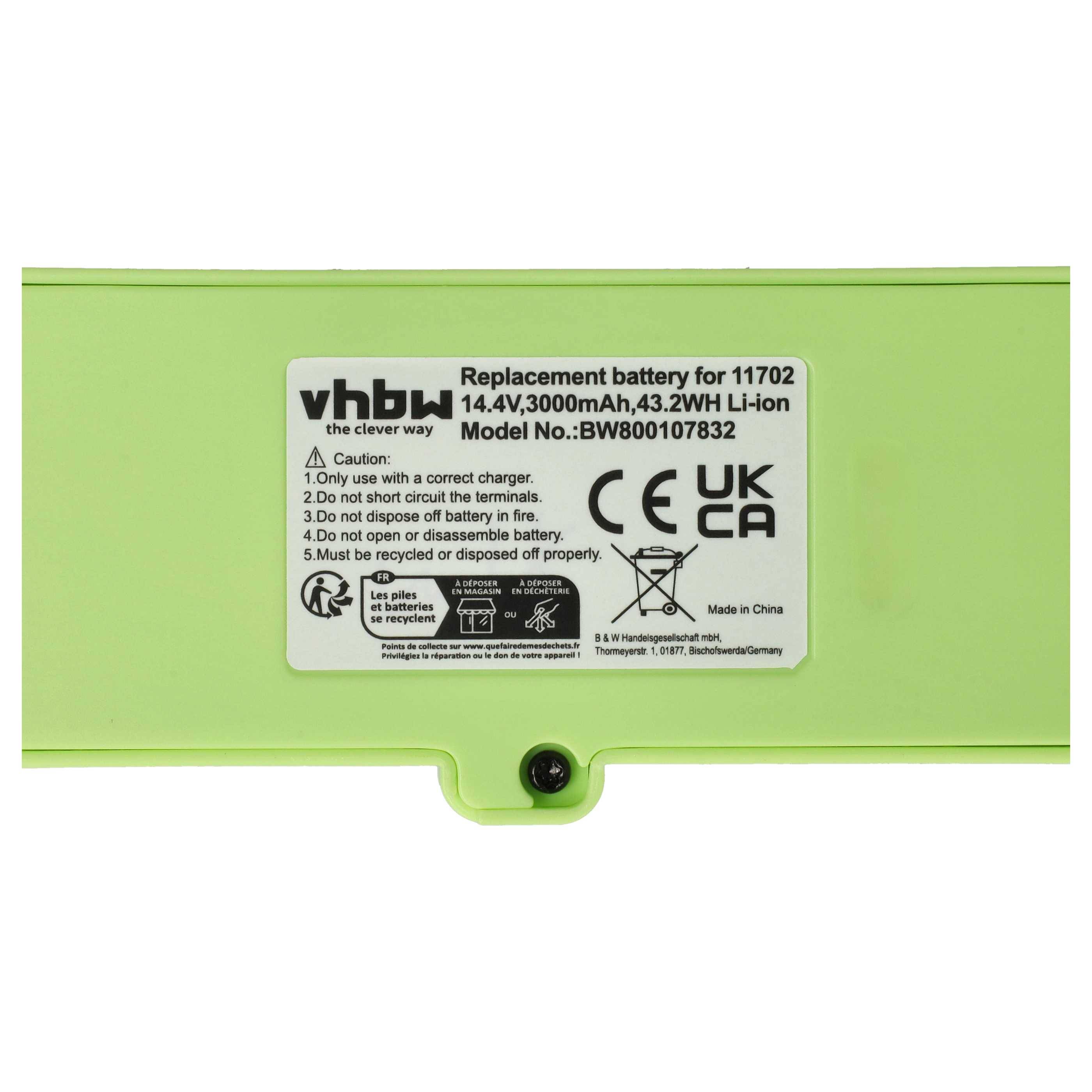 vhbw Akku Ersatzakku Li-Ion 3000mAh (14.4V) kompatibel mit iRobot Roomba aus 500, 600, 700, 800, 900 Series