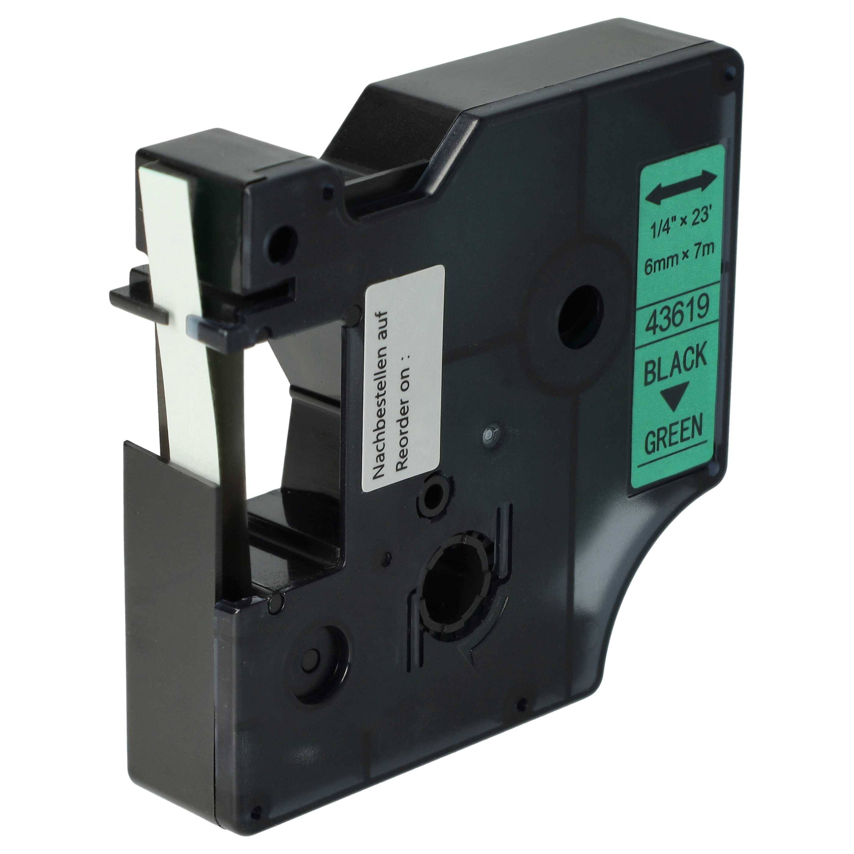 vhbw Schriftband-Kassette kompatibel mit Dymo LabelManager 210D | 300, 200, 350, 260P, 280, 100 Plus, 160 Etiketten-Drucker 7m x 6mm Schwarz au