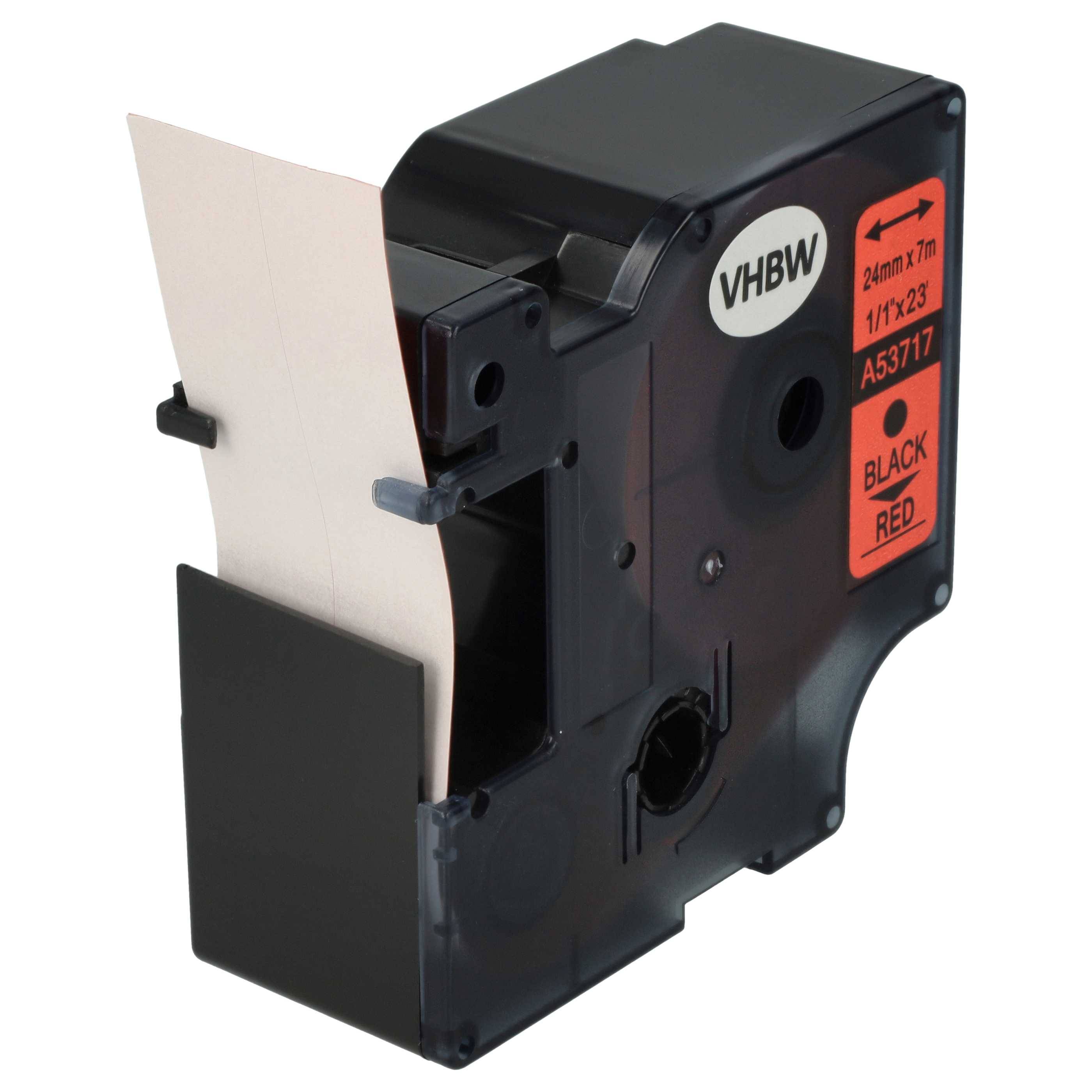vhbw Schriftband-Kassette kompatibel mit Dymo LabelManager 400, 450D, 450, 500TS, 500, 300 Etiketten-Drucker 7m x 24mm Schwarz auf Rot