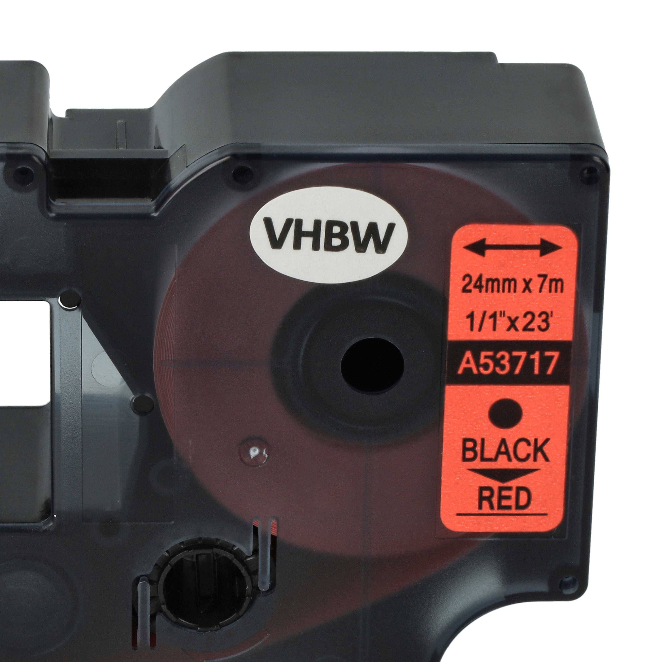 vhbw Schriftband-Kassette kompatibel mit Dymo LabelManager 400, 450D, 450, 500TS, 500, 300 Etiketten-Drucker 7m x 24mm Schwarz auf Rot