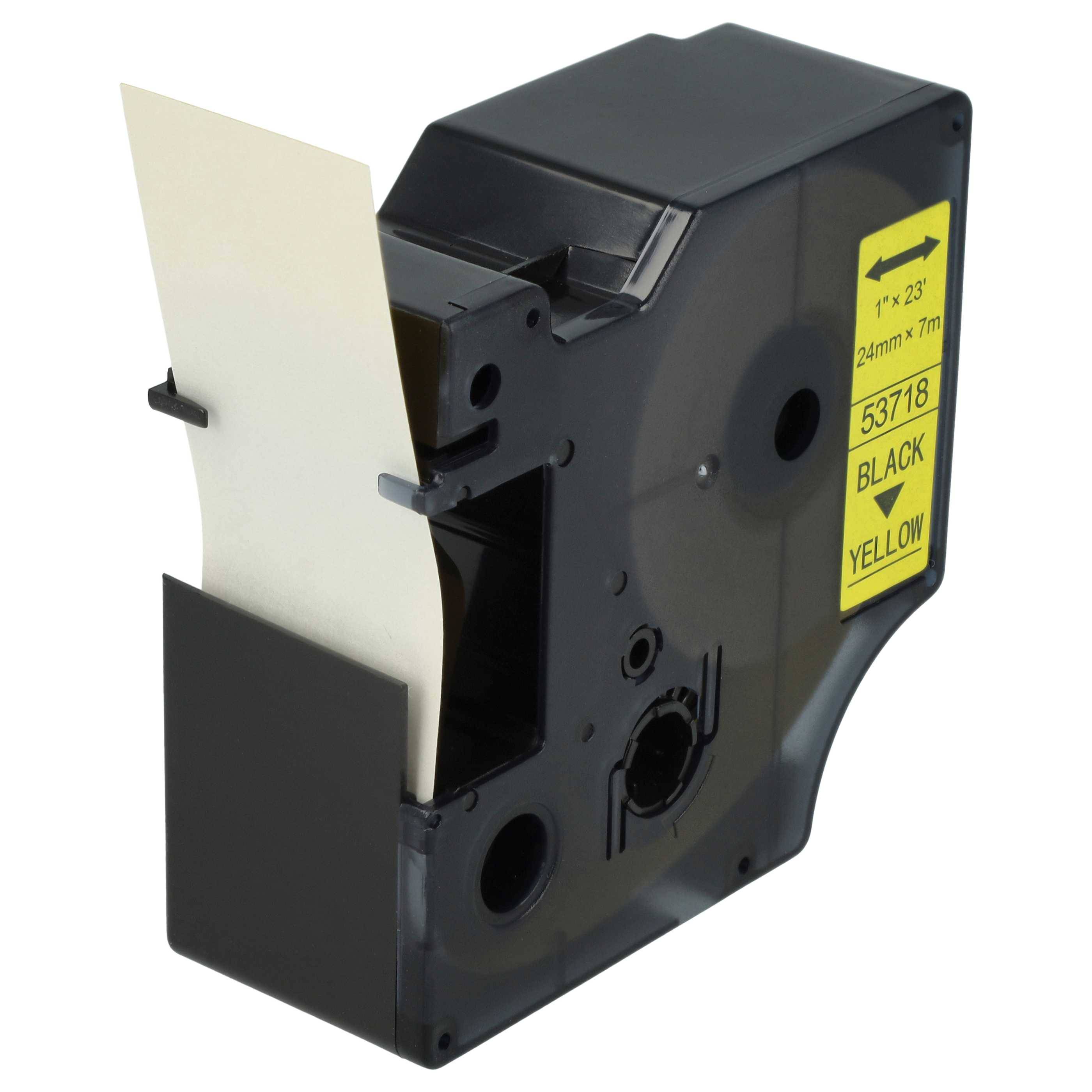 vhbw Schriftband-Kassette kompatibel mit Dymo LabelManager 400, 450D, 450, 500TS, 500, 300 Etiketten-Drucker 7m x 24mm Schwarz auf Gelb