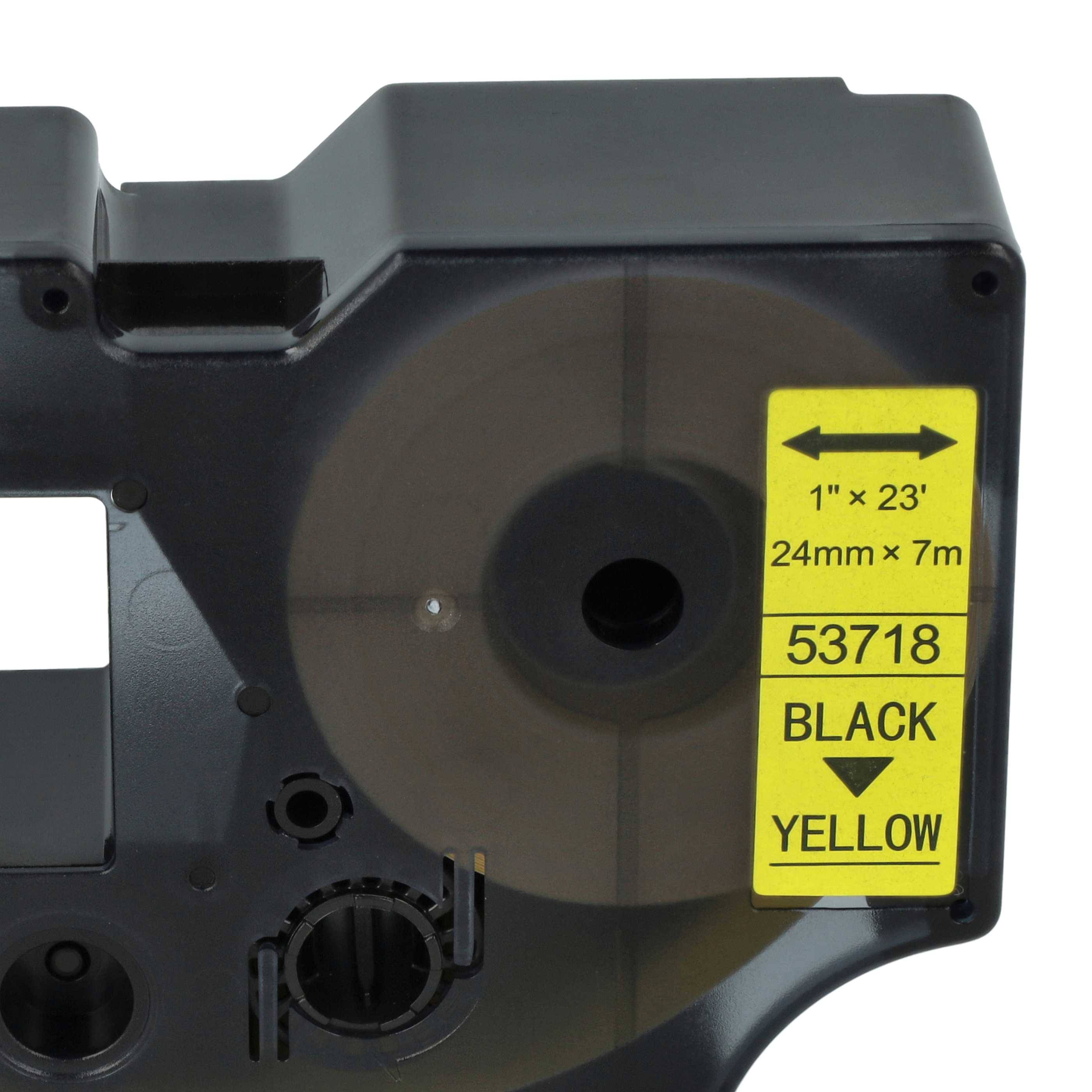 vhbw Schriftband-Kassette kompatibel mit Dymo LabelWriter Duo 400, Duo, Duo 450 Etiketten-Drucker 7m x 24mm Schwarz auf Gelb