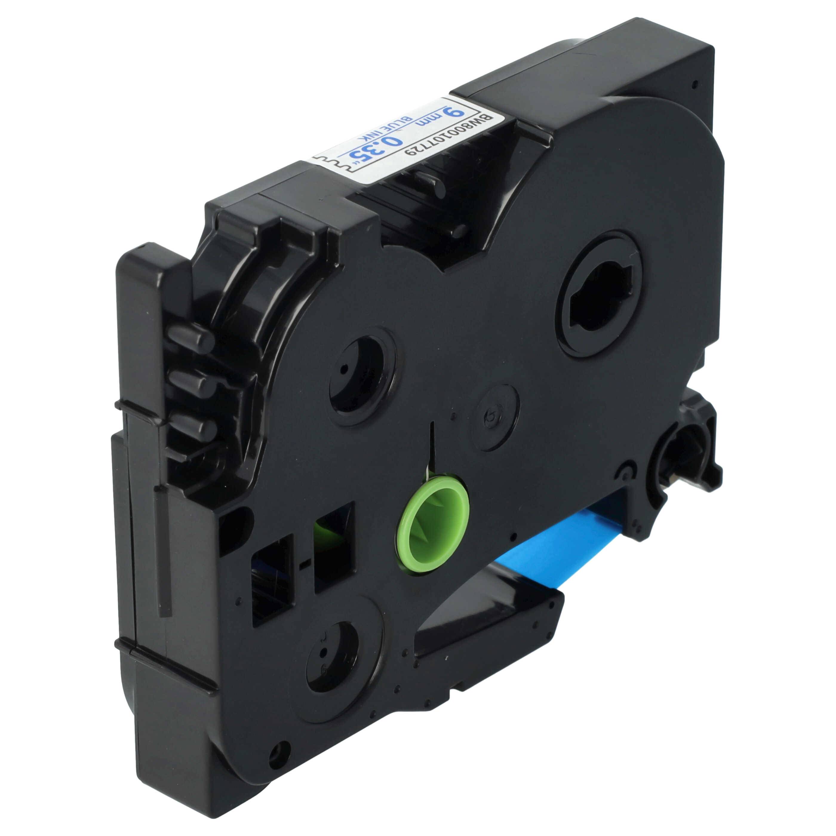 vhbw Schriftband-Kassette kompatibel mit Brother PT 900, 9000-Serie, 9200PC, 9200DX, 7500VP, 7600VP, 900F Etiketten-Drucker 8m x 9mm Blau auf Weiß