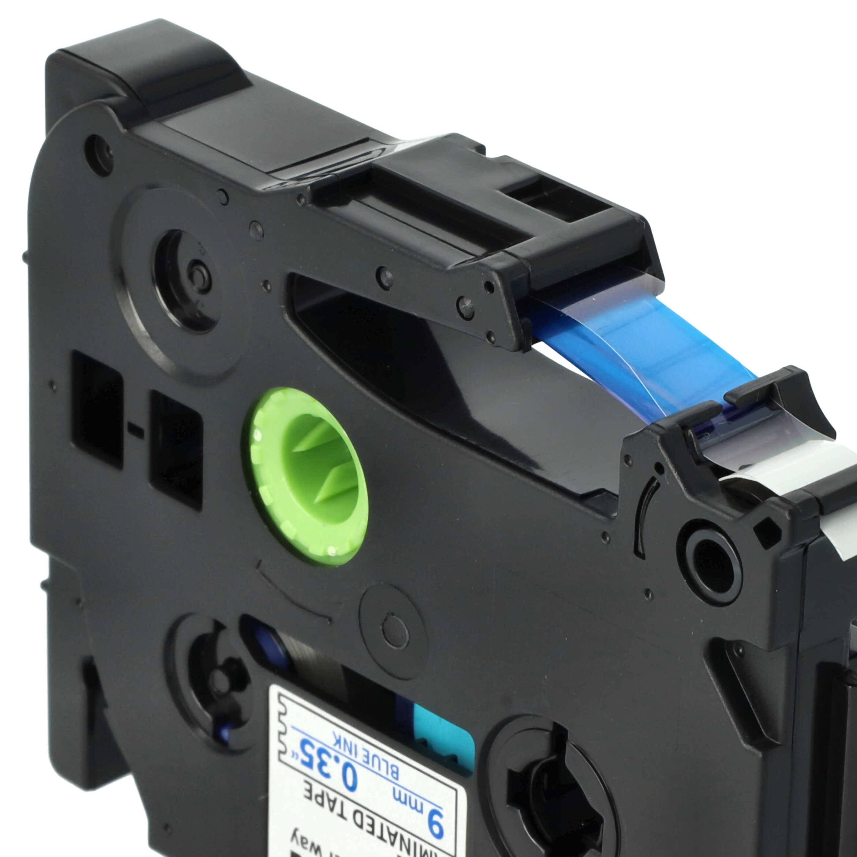 vhbw Schriftband-Kassette kompatibel mit Brother PT 9600 | 9400, 9700PC, 9800PCN, D400, D400VP, D200, D200VP Etiketten-Drucker 8m x 9mm Blau auf