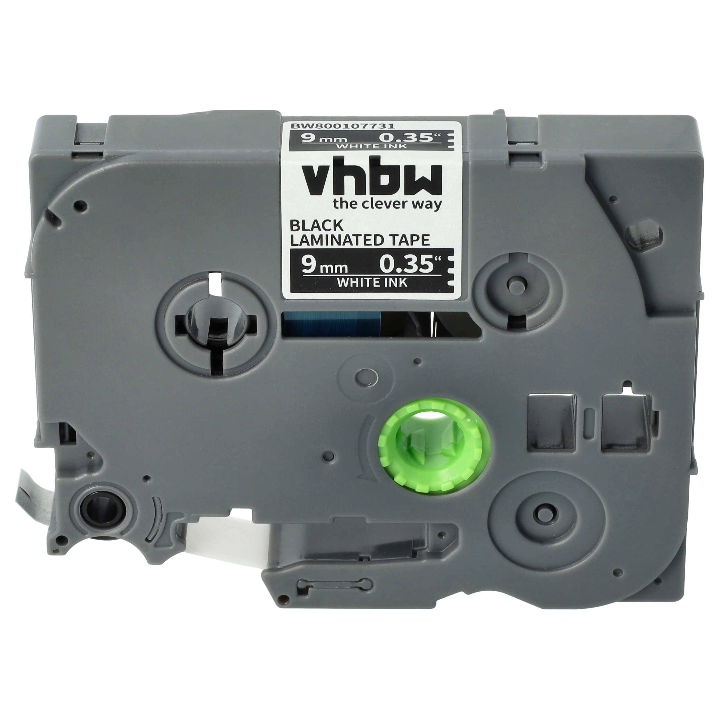 vhbw Schriftband-Kassette kompatibel mit Brother PT 340C | 540, 3600, 350, 340, 310, 500-Serie, 300-Serie Etiketten-Drucker 8m x 9mm Weiß auf