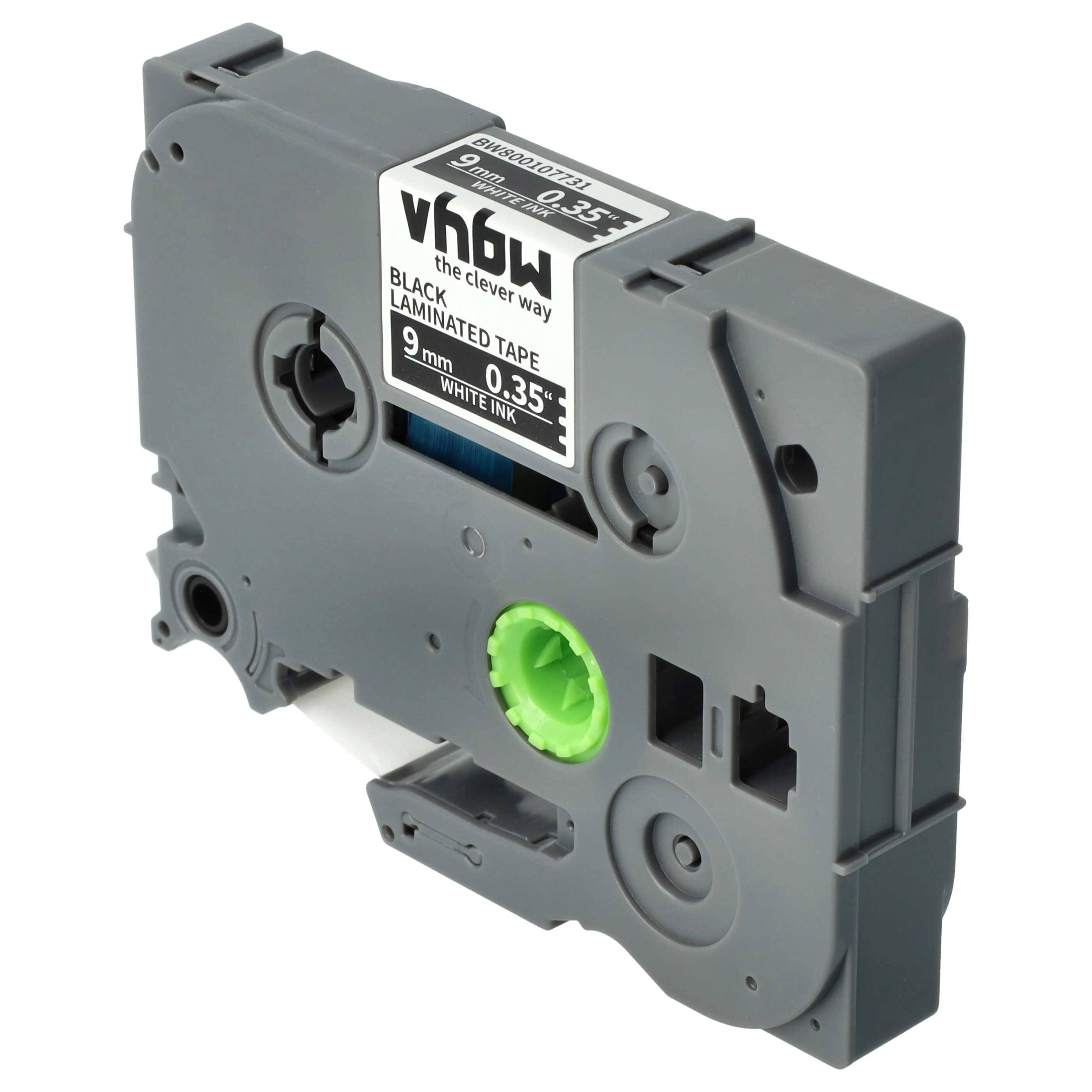 vhbw Schriftband-Kassette kompatibel mit Brother PT 340C | 540, 3600, 350, 340, 310, 500-Serie, 300-Serie Etiketten-Drucker 8m x 9mm Weiß auf