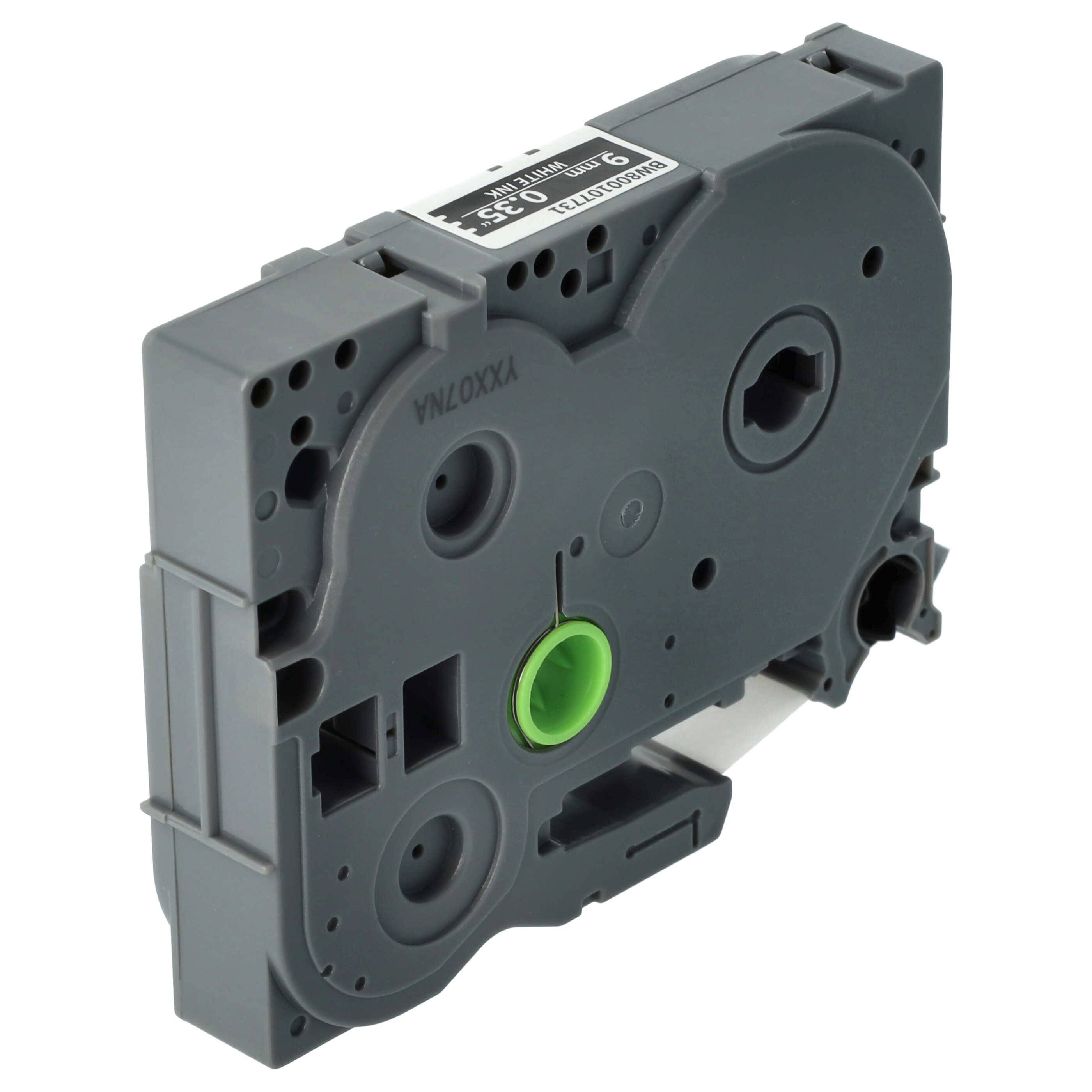 vhbw Schriftband-Kassette kompatibel mit Brother PT 340C | 540, 3600, 350, 340, 310, 500-Serie, 300-Serie Etiketten-Drucker 8m x 9mm Weiß auf