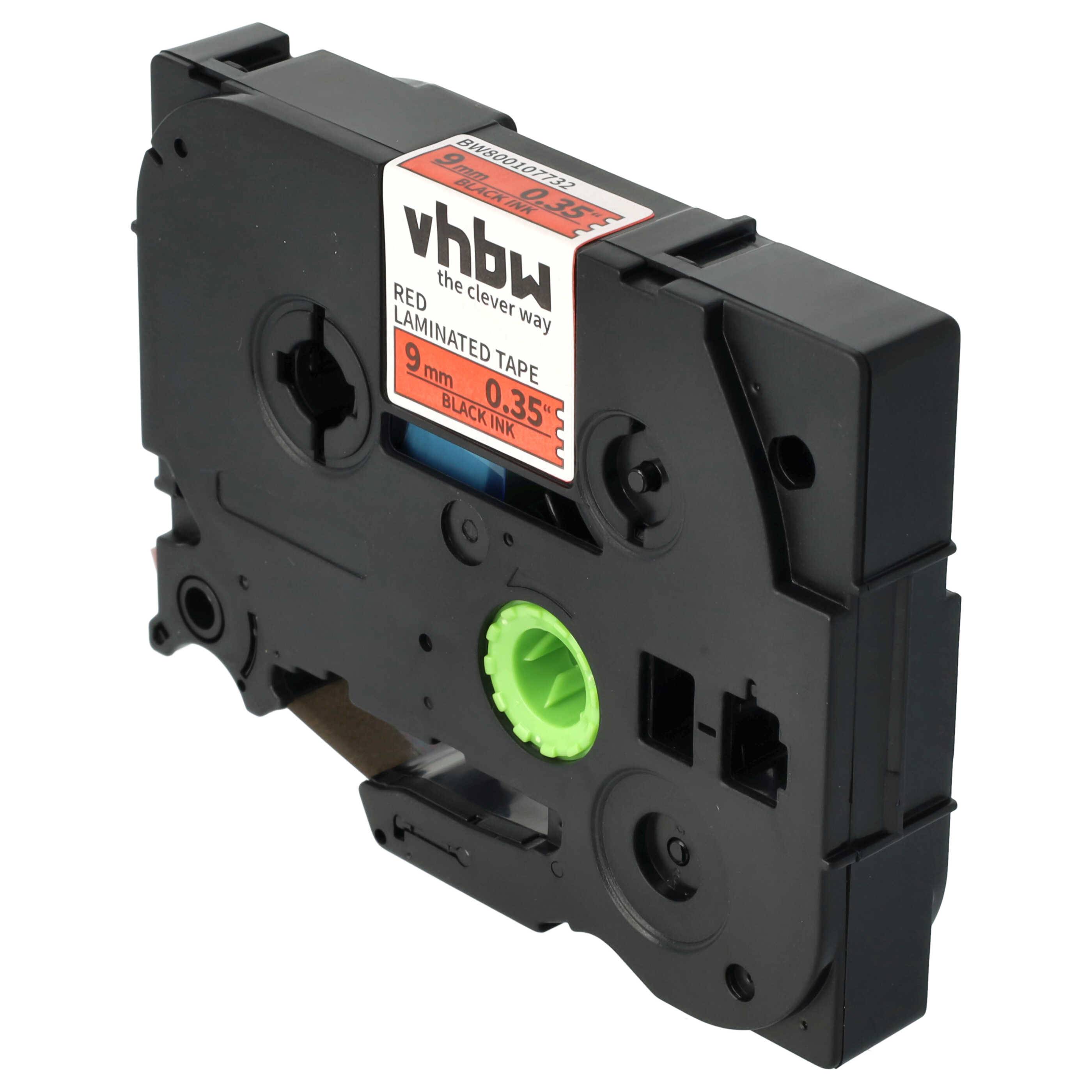 vhbw Schriftband-Kassette kompatibel mit Brother PT D600, D600VP, D450, D450VP, D400, D400VP, D200, D200VP Etiketten-Drucker 8m x 9mm Schwarz auf