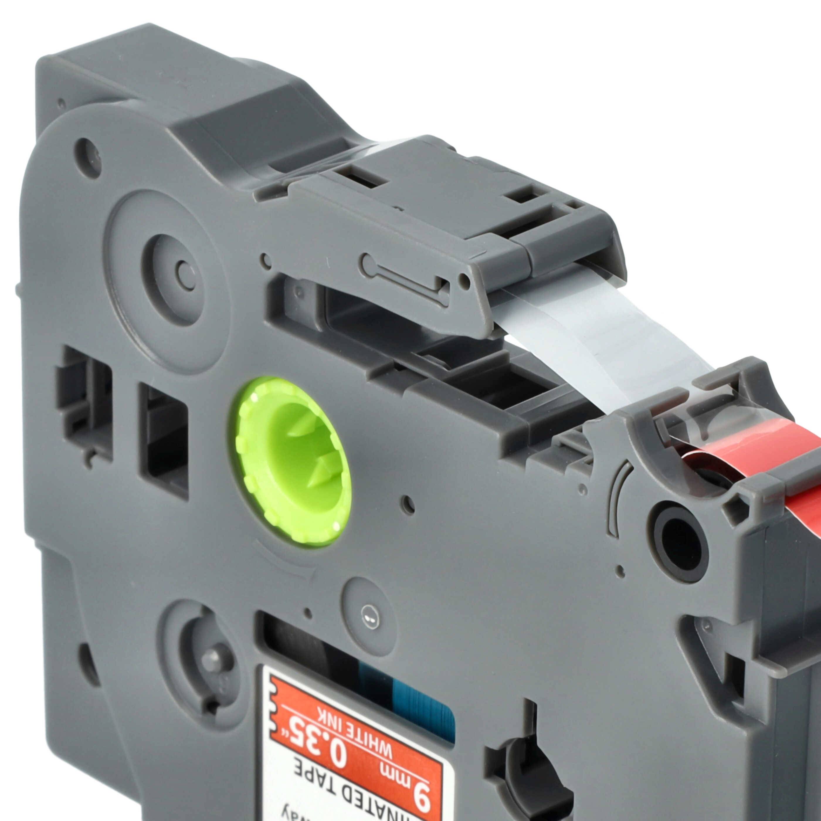 vhbw Schriftband-Kassette kompatibel mit Brother PT 340C, 550, 540, 3600, 540C, 350, 7100VP, 500-Serie Etiketten-Drucker 8m x 9mm Weiß auf Rot