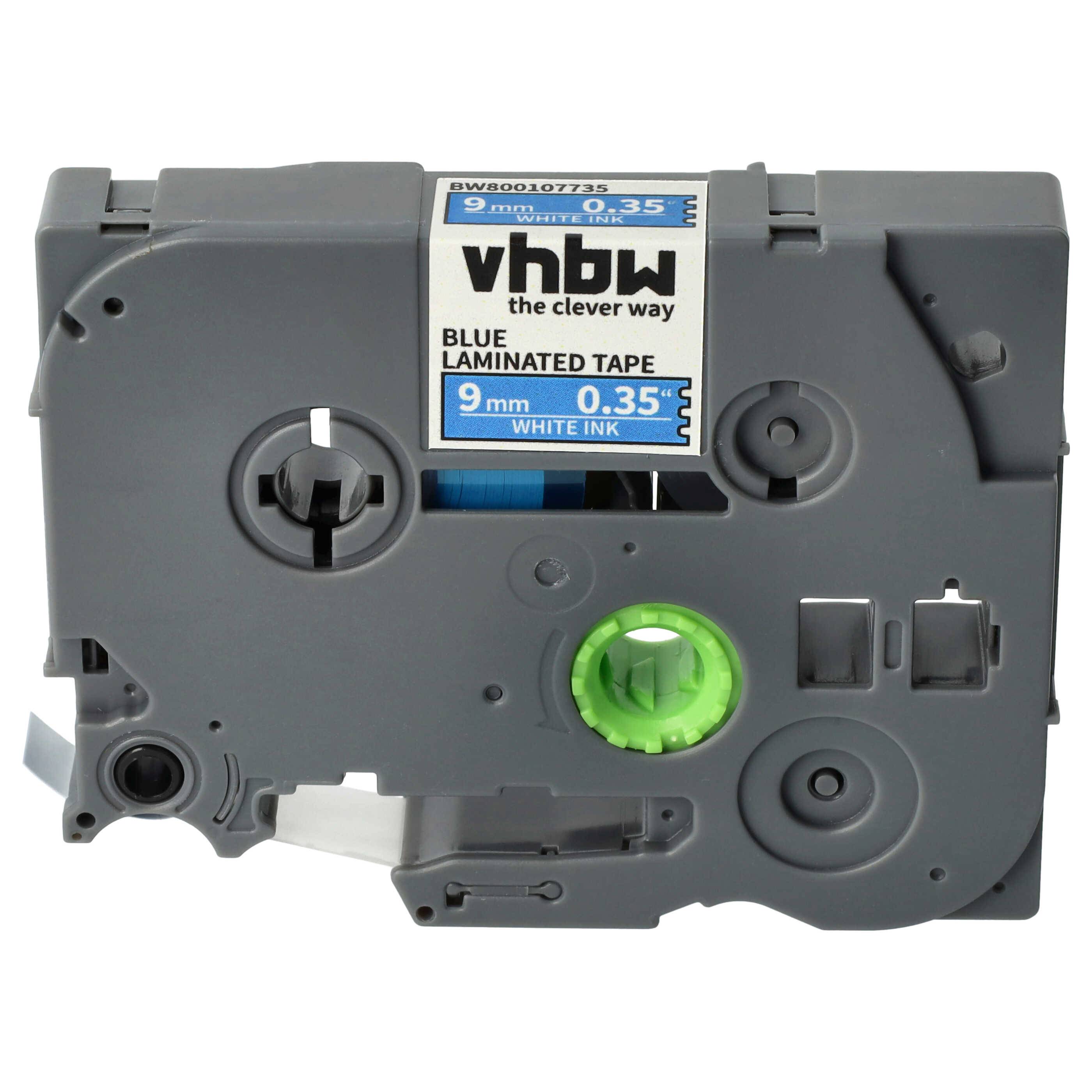 vhbw Schriftband-Kassette kompatibel mit Brother PT 1000 | 1230PC, 1200P, 1200, 1090, 1080, 1010, 1000-Serie Etiketten-Drucker 8m x 9mm Weiß auf