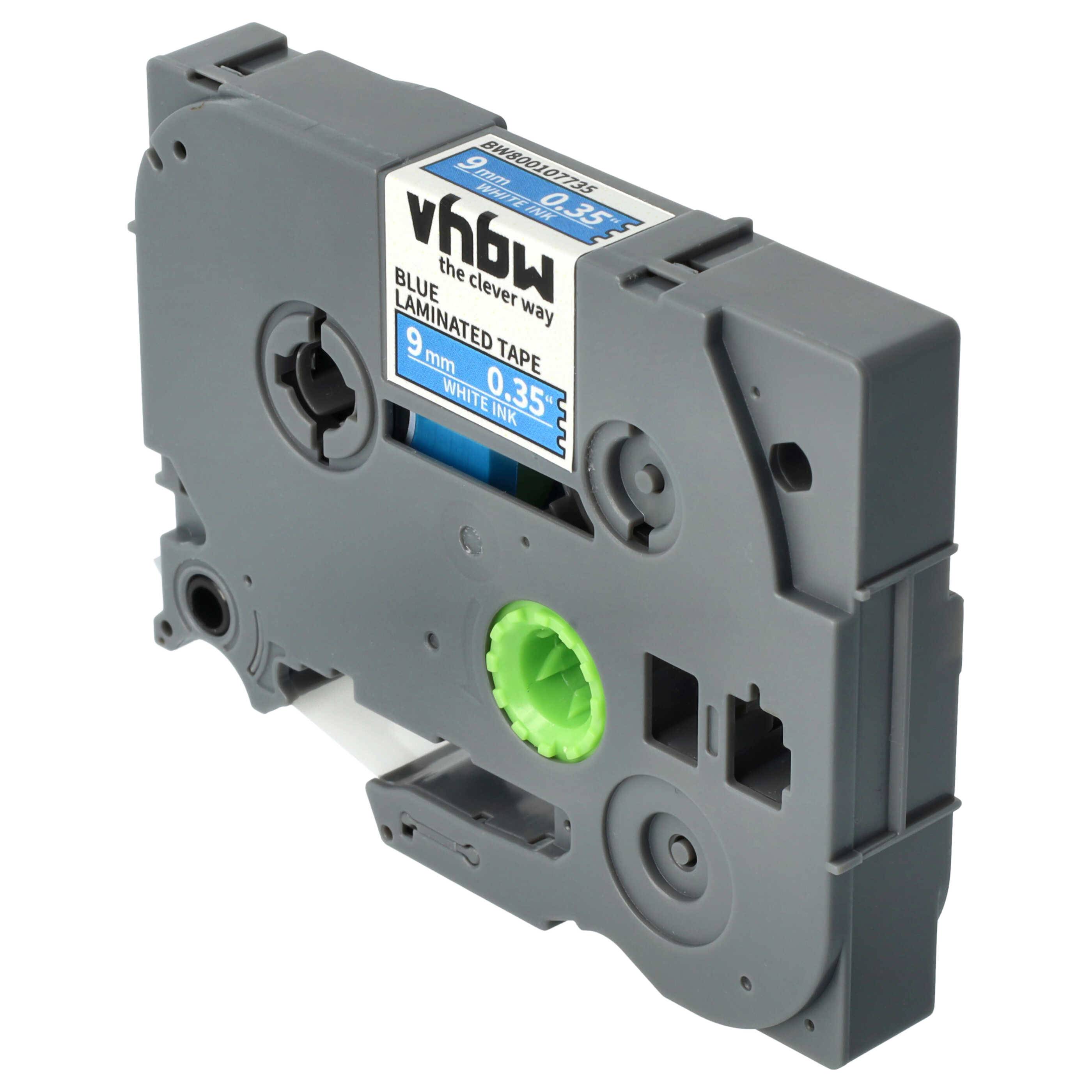vhbw Schriftband-Kassette kompatibel mit Brother PT 1000 | 1230PC, 1200P, 1200, 1090, 1080, 1010, 1000-Serie Etiketten-Drucker 8m x 9mm Weiß auf
