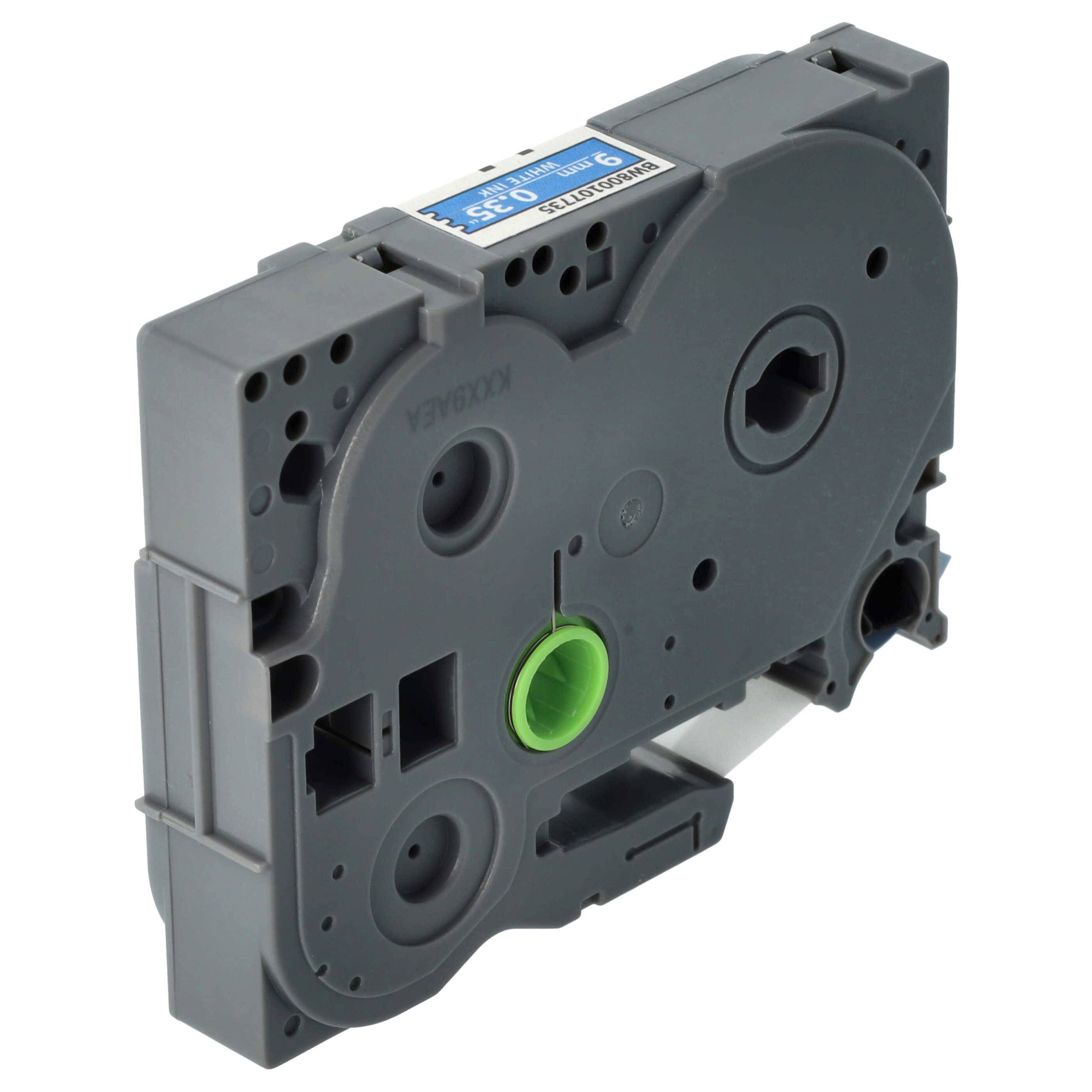vhbw Schriftband-Kassette kompatibel mit Brother PT RL700S Etiketten-Drucker 8m x 9mm Weiß auf Blau