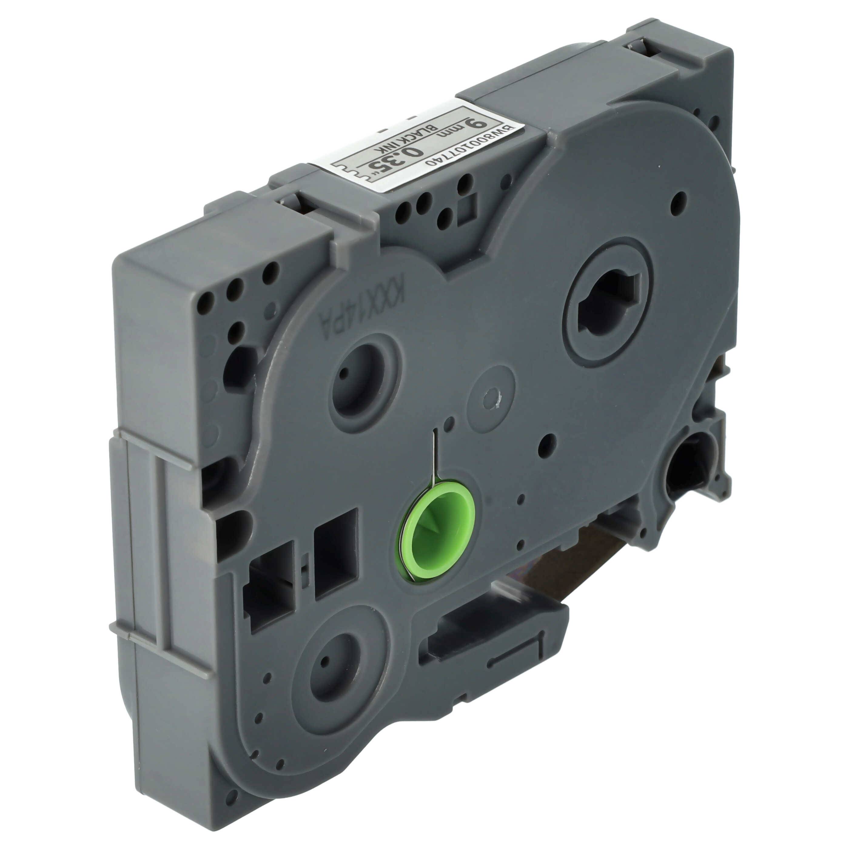vhbw Schriftband-Kassette kompatibel mit Brother PT 2100VP, 2030VP, 210E, 200-Serie, 2000-Serie Etiketten-Drucker 8m x 9mm Schwarz auf Matt-Silber