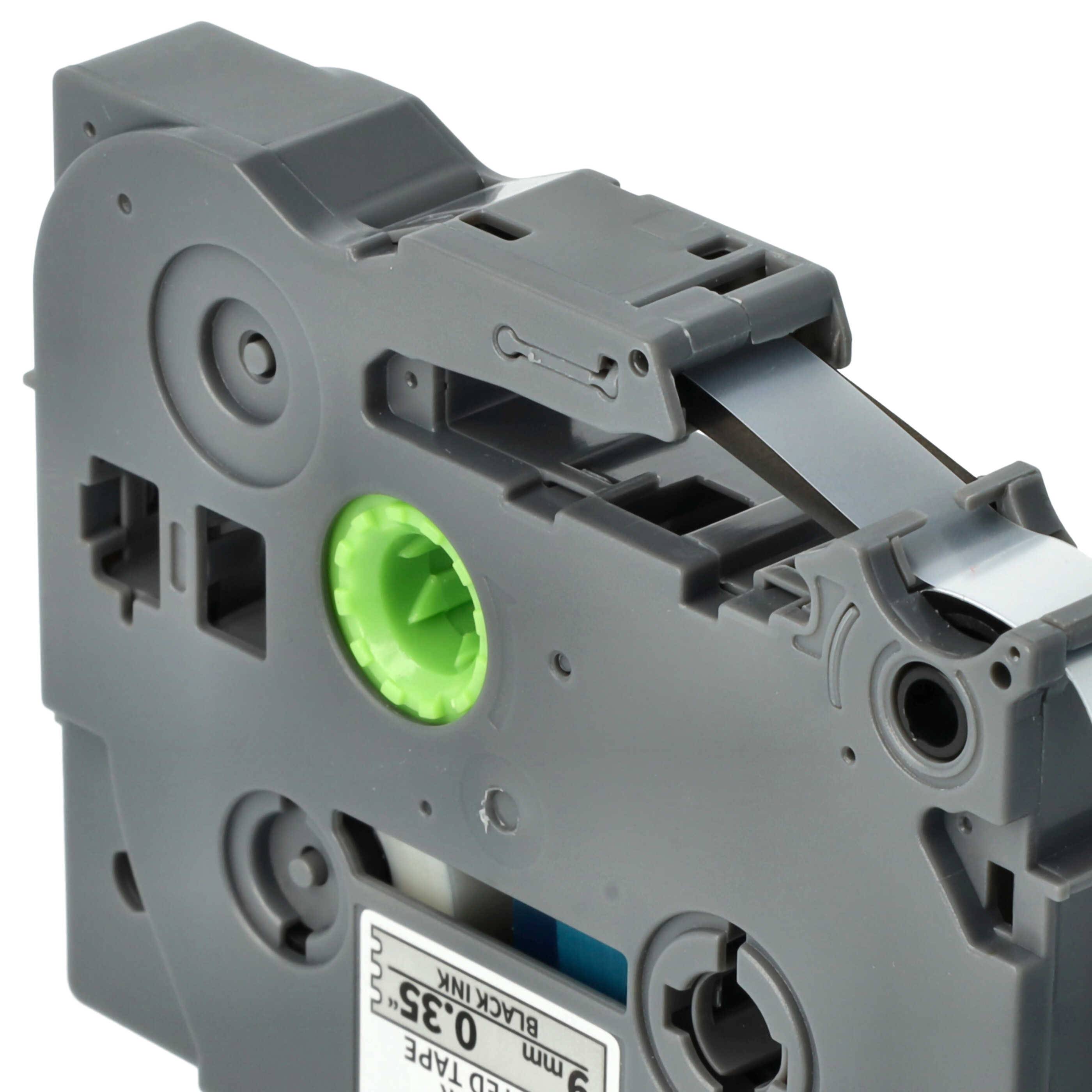 vhbw Schriftband-Kassette kompatibel mit Brother PT 2100VP, 2030VP, 210E, 200-Serie, 2000-Serie Etiketten-Drucker 8m x 9mm Schwarz auf Matt-Silber