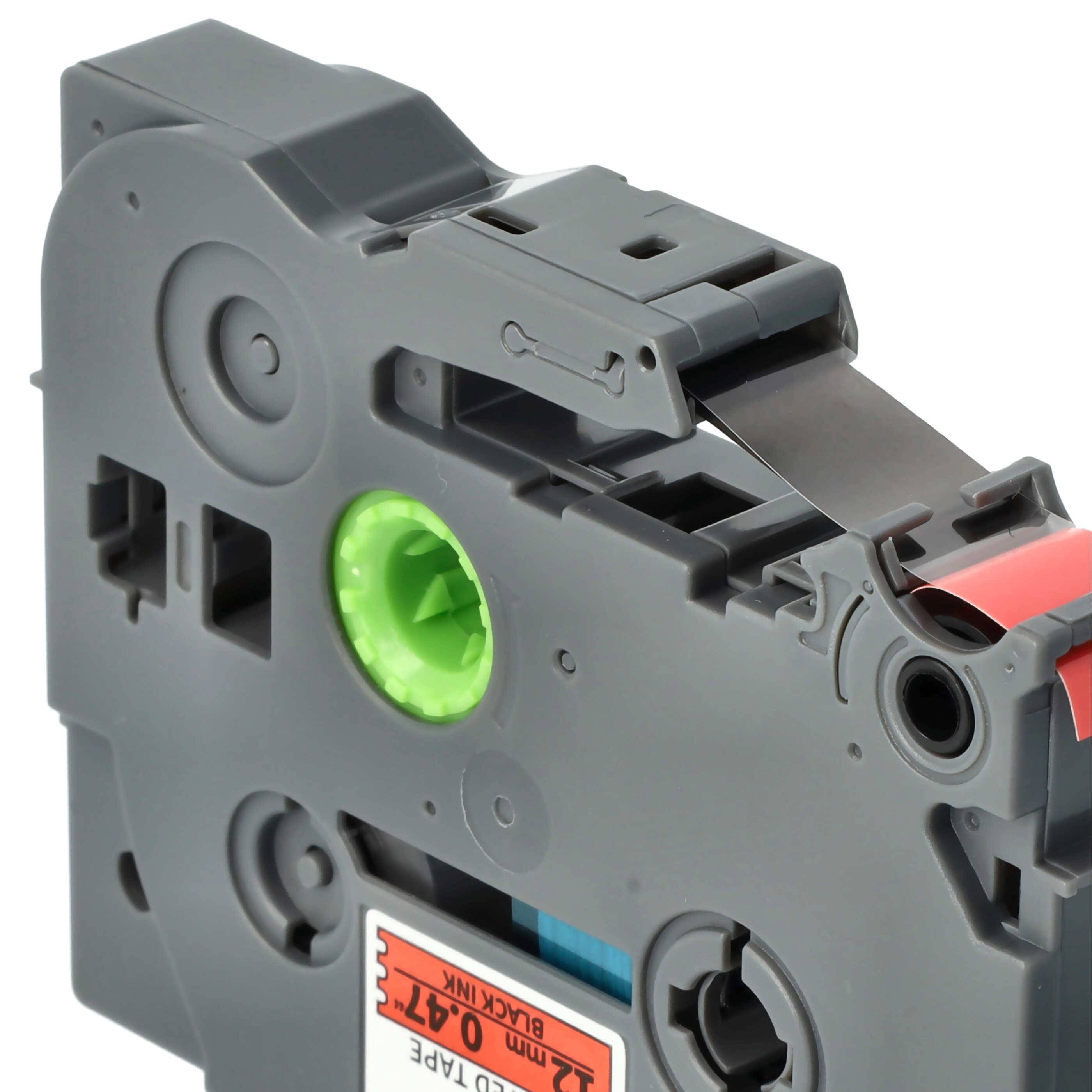 vhbw Schriftband-Kassette kompatibel mit Brother PT 2400ECC, 2410, 2420, 2400, 2420PC, 2400E, 2430PC Etiketten-Drucker 8m x 12mm Schwarz auf Rot