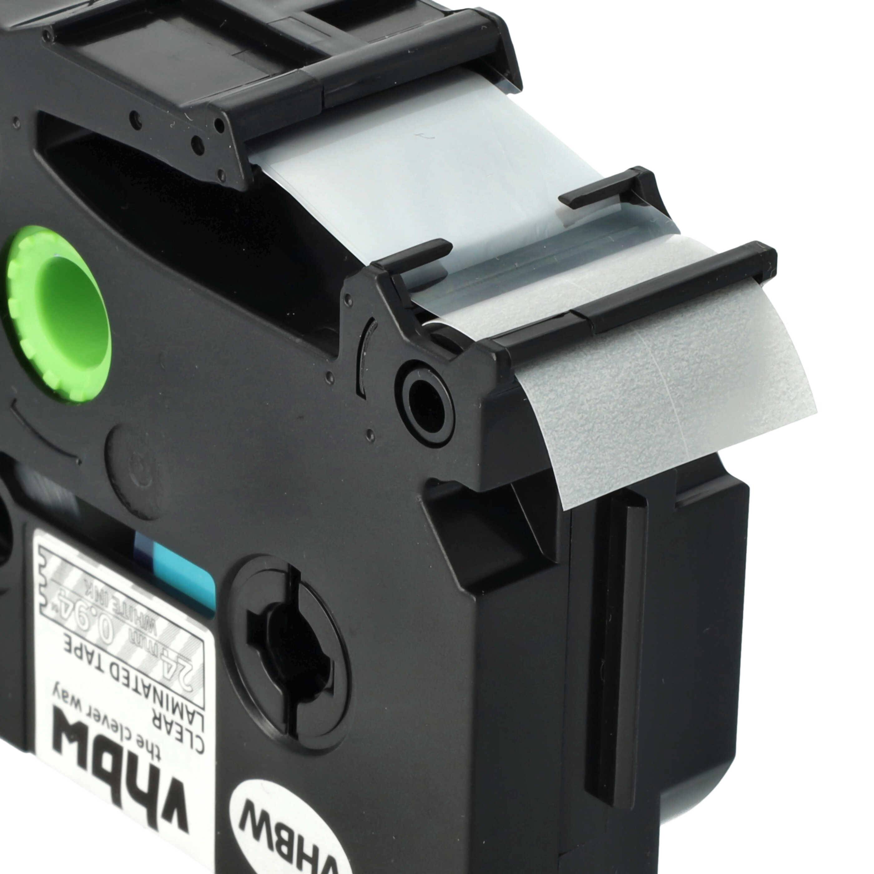 vhbw Schriftband-Kassette Ersatz für Brother TZ-155, TZE-155 für Etiketten-Drucker 8m x 24mm Weiß auf Transparent