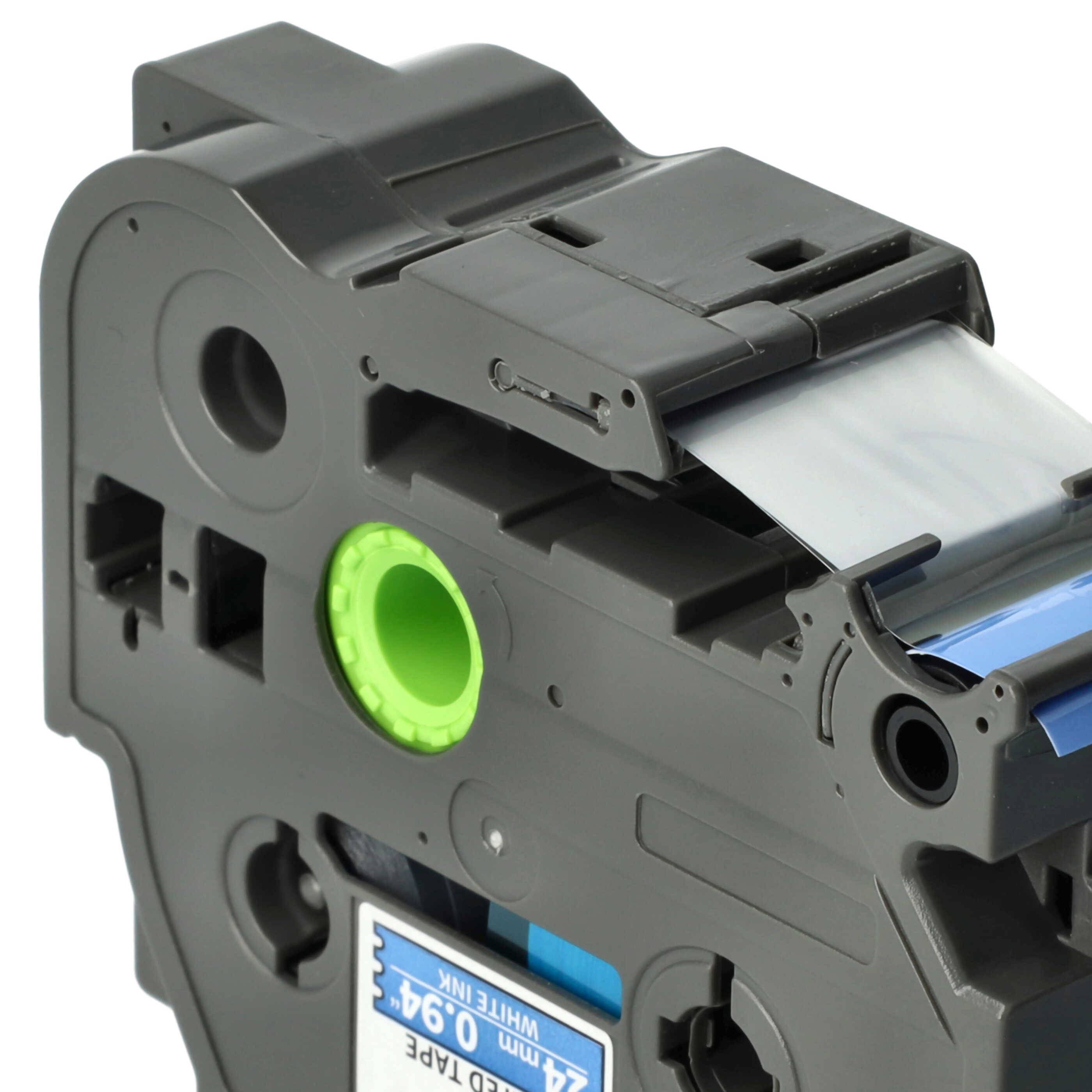 vhbw Schriftband-Kassette kompatibel mit Brother PT 2480, 2470, 2460, 550, 3600, 2500 PC, 2730 VP, 350 Etiketten-Drucker 8m x 24mm Weiß auf Blau