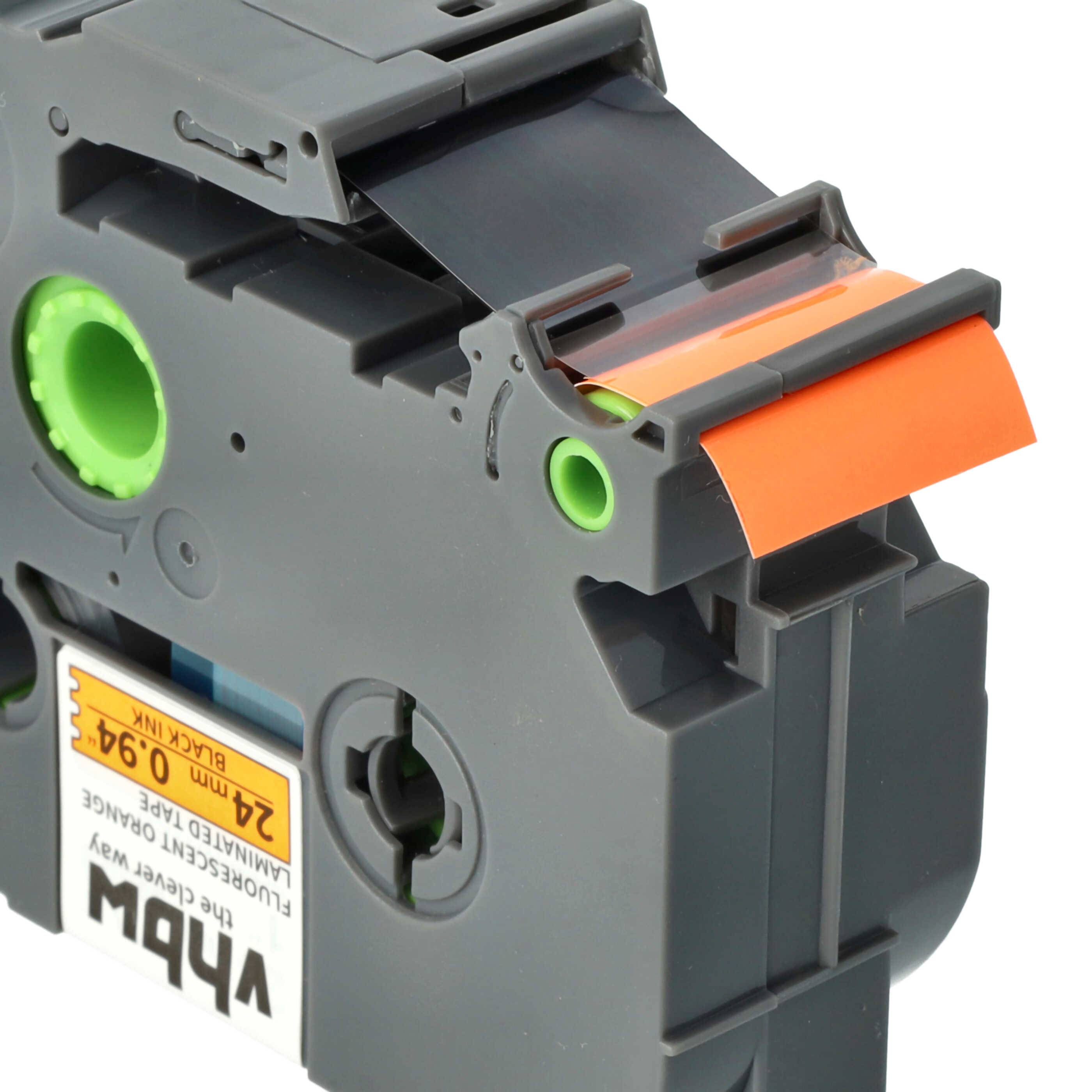 vhbw Schriftband-Kassette kompatibel mit Brother PT RL 700 S Etiketten-Drucker 8m x 24mm Schwarz auf Neon-Orange