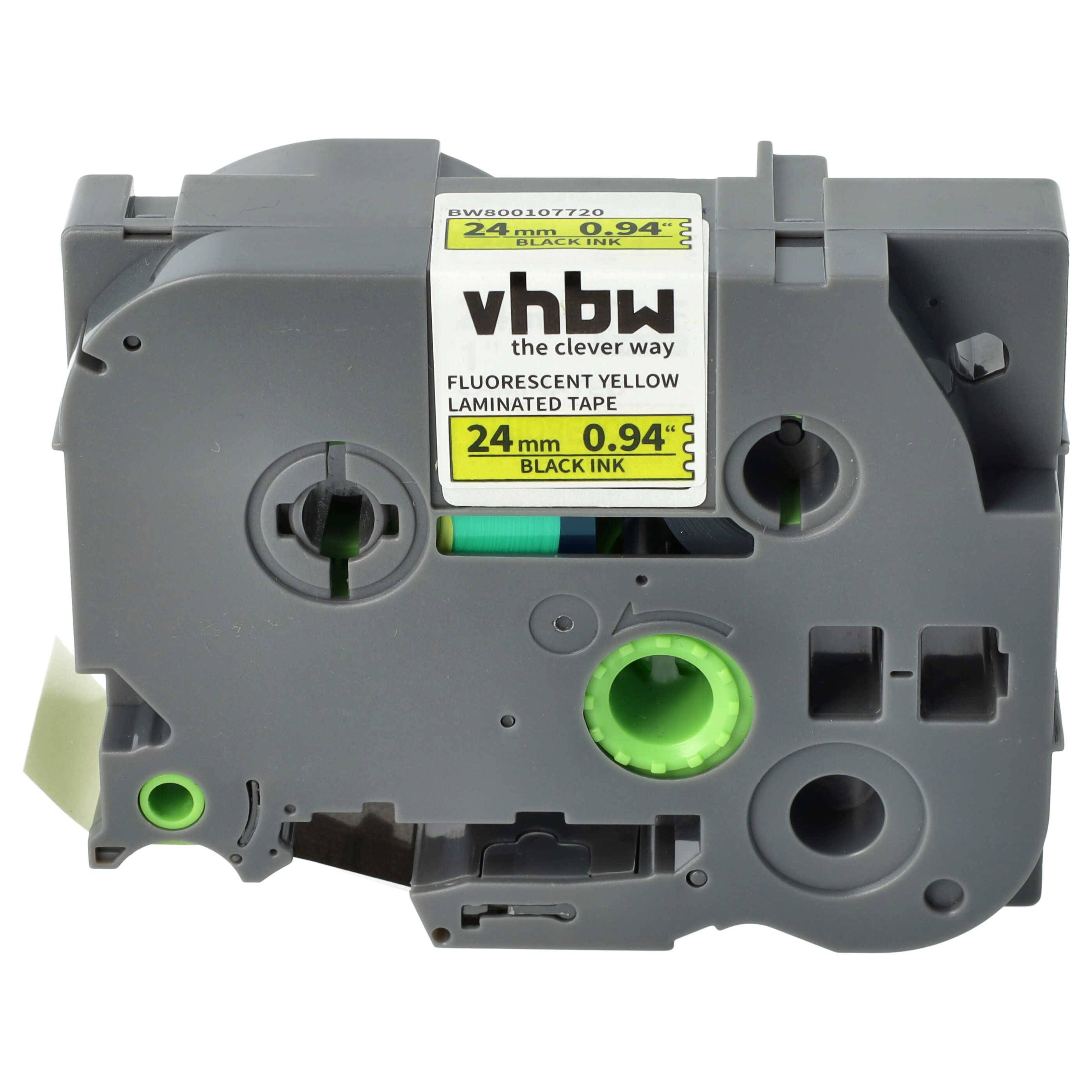 vhbw Schriftband-Kassette Ersatz für Brother TZE-C51, TZ-C51 für Etiketten-Drucker 8m x 24mm Schwarz auf Neon-Gelb