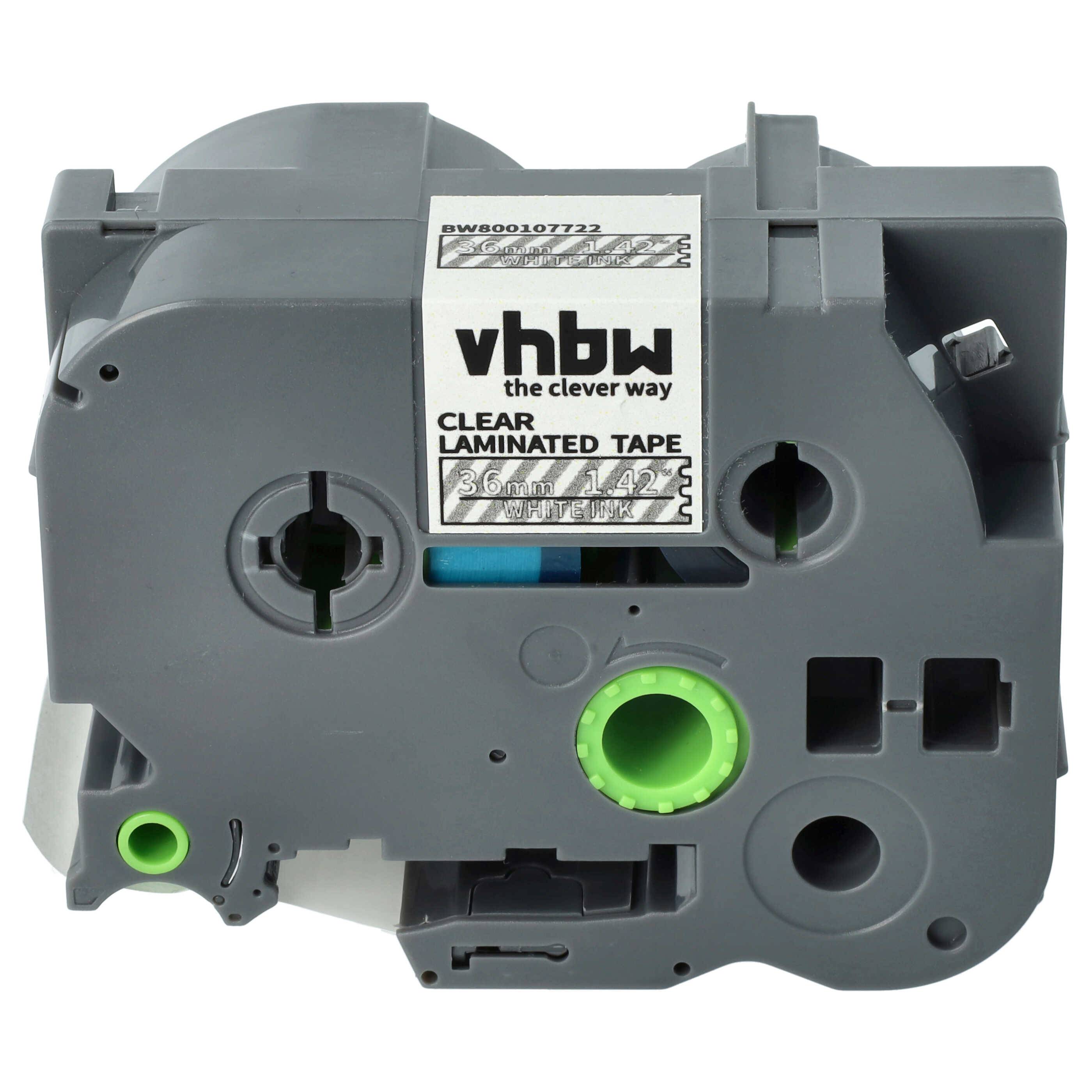 vhbw Schriftband-Kassette Ersatz für Brother TZE-165, TZ-165 für Etiketten-Drucker 8m x 36mm Weiß auf Transparent