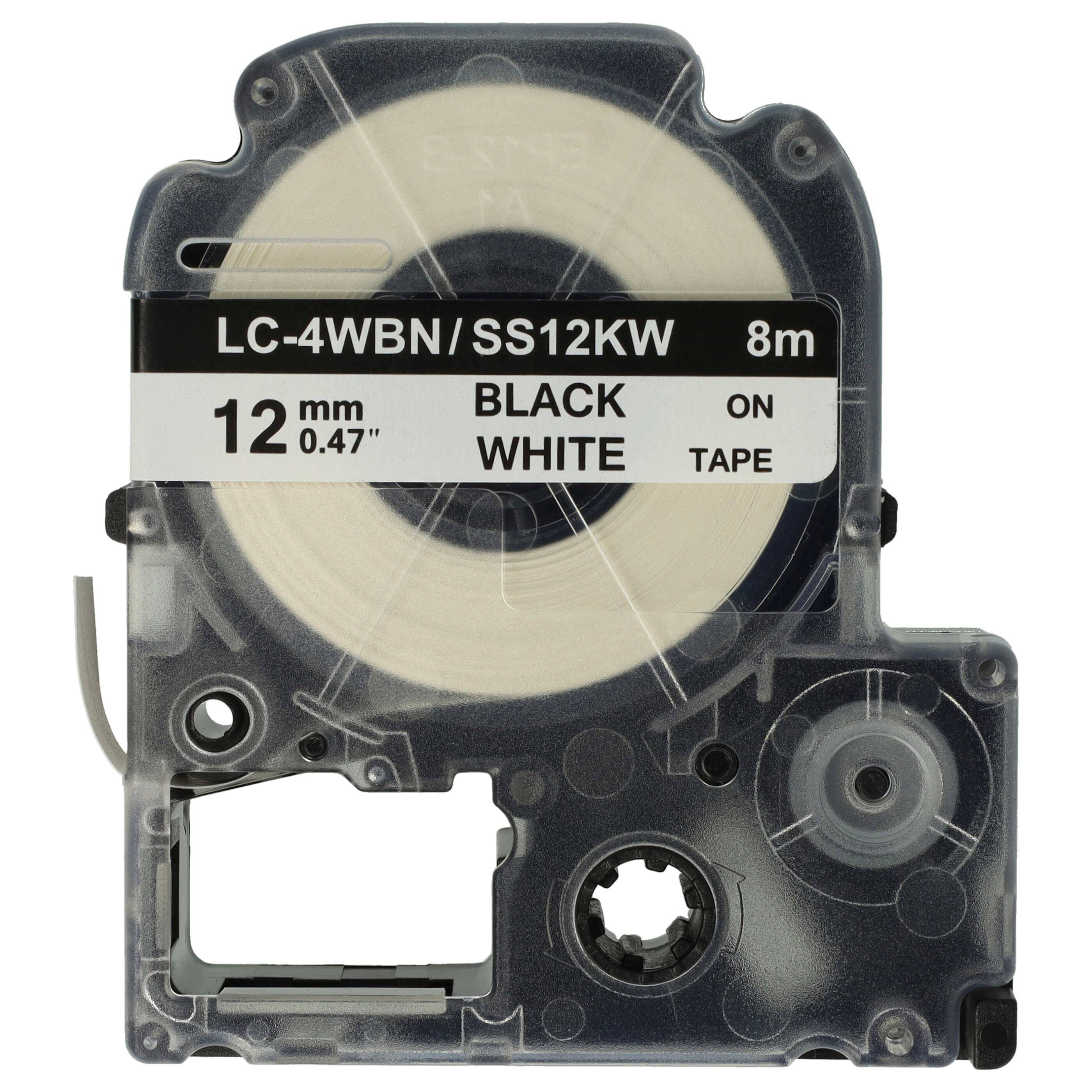 vhbw Schriftband für Epson LC-4WBN Schwarz auf Weiß | Etiketten-Drucker 12mm