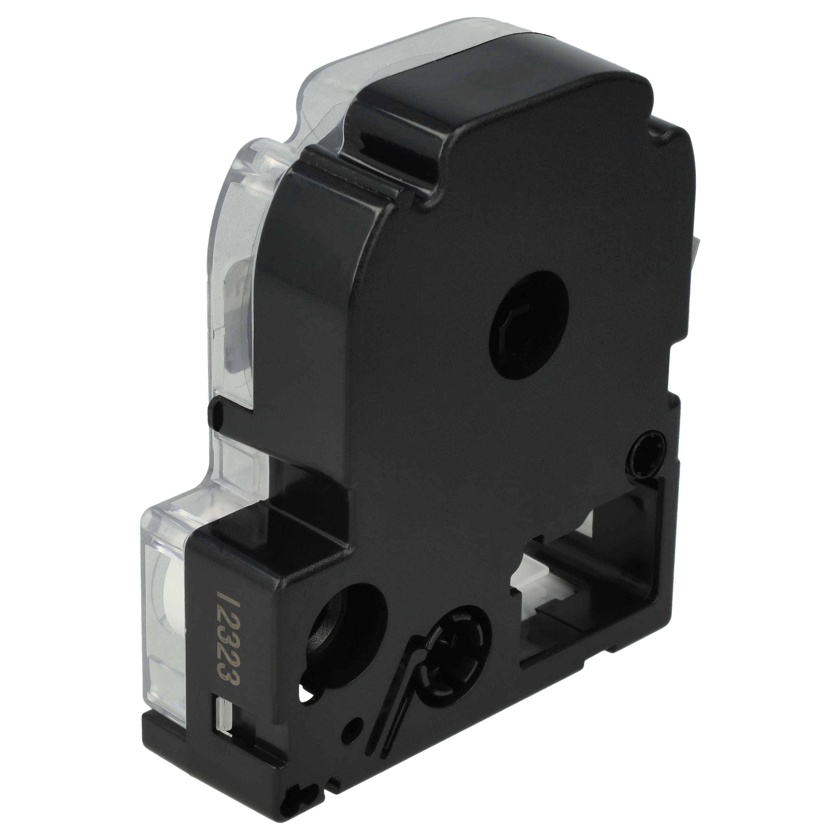 vhbw Schriftband-Kassette kompatibel mit KingJim SR3900C, SR150, SR3700P, SR330, SR300TF, SR180, SR230C Etiketten-Drucker 8m x 12mm Weiß auf Schwarz