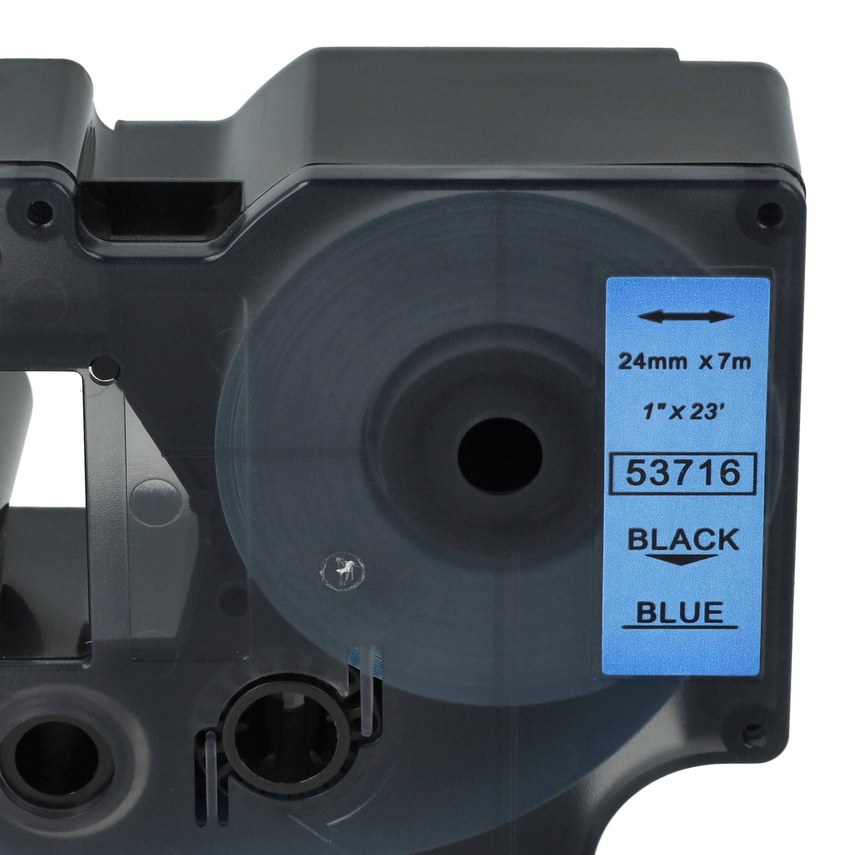 vhbw Schriftband-Kassette kompatibel mit Dymo LabelMaker PC2 | PC Etiketten-Drucker 7m x 24mm Schwarz auf Blau