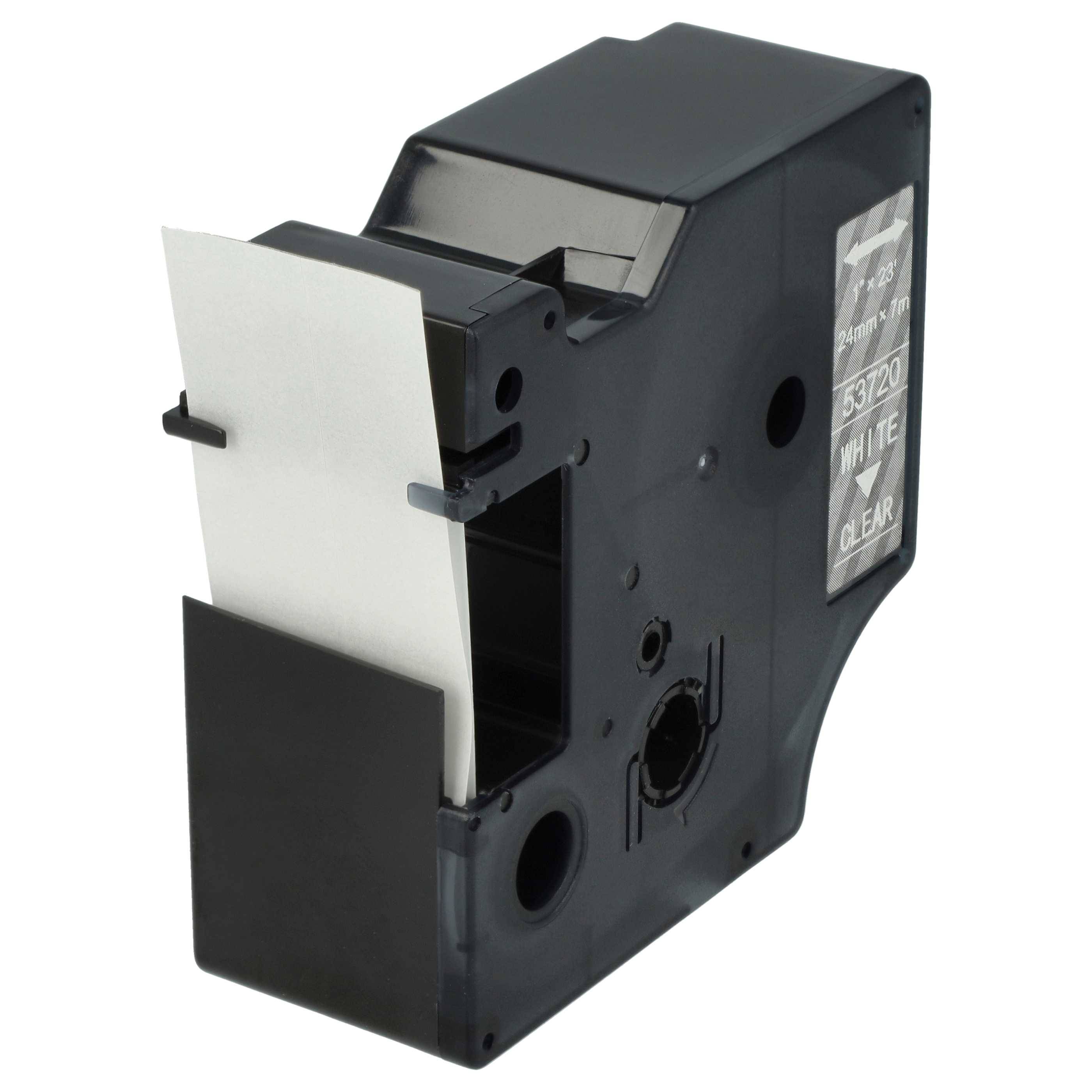 vhbw Schriftband-Kassette kompatibel mit Dymo LabelMaker PC2, PC Etiketten-Drucker 7m x 24mm Weiß auf Transparent