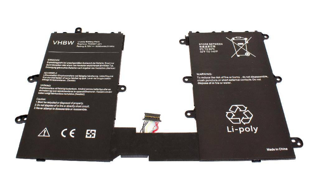 vhbw Akku Ersatz für HP HSTNH-L01B, HSTNH-Q12C für Tablet Pad (8250 mAh, 3,75 V, Li-Polymer)