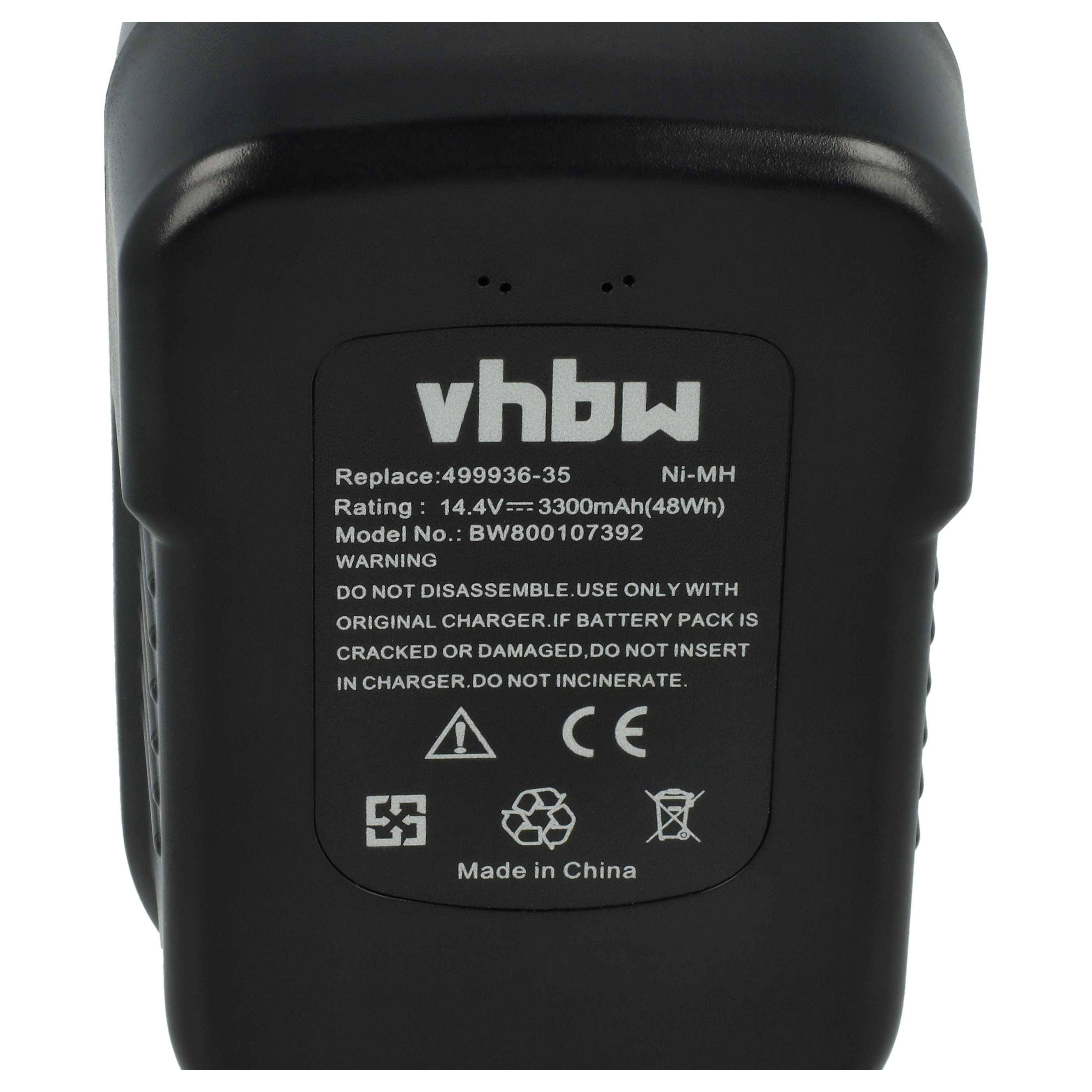 vhbw 1x Akku kompatibel mit Black & Decker FIRSTORM BD14PSK, FS1402D, FS14PS, FS1400D, FS1400D-2 Werkzeug (3300 mAh, NiMH, 14,4 V)