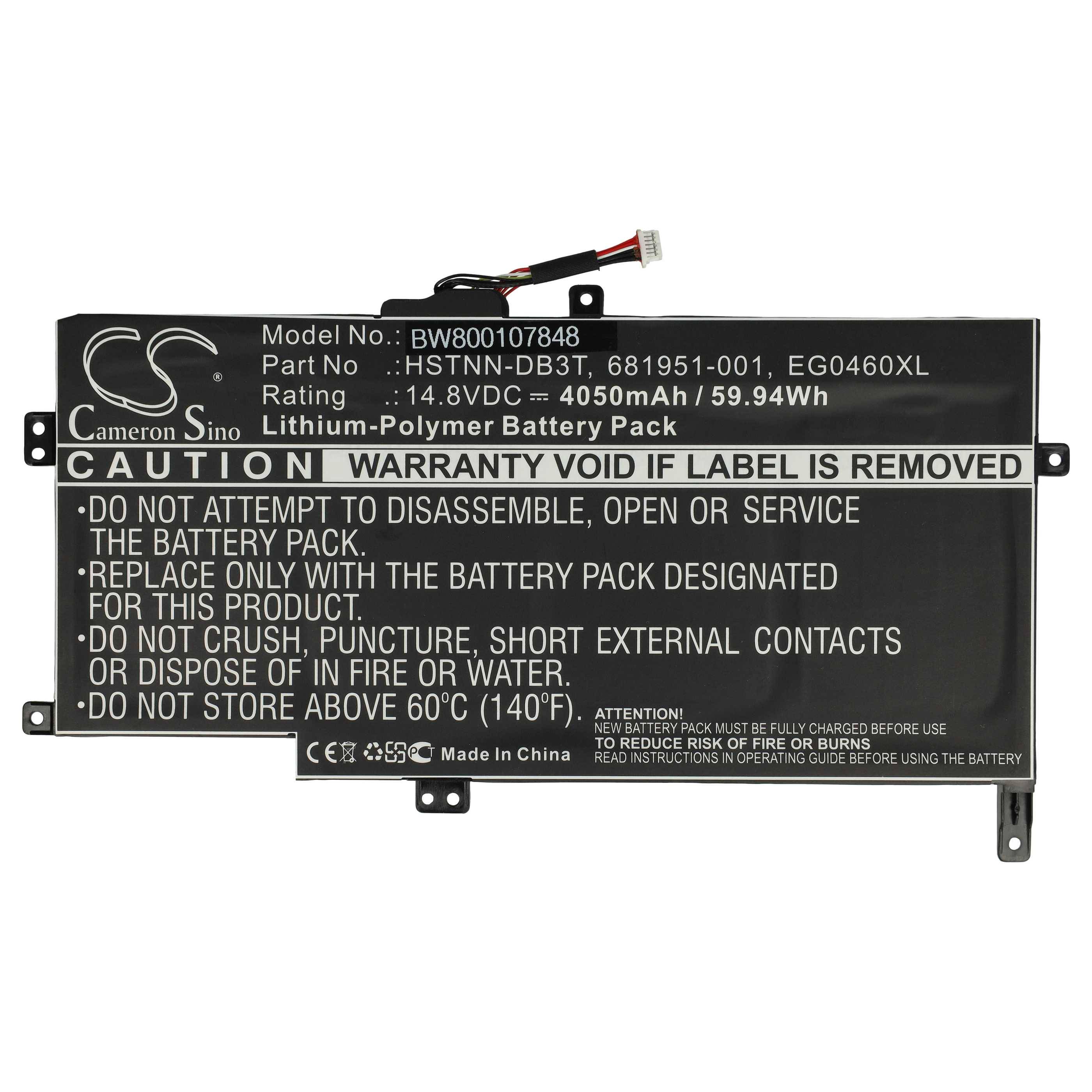 vhbw Akku kompatibel mit HP Envy 6-1003TU, 6-1003TX, 6-1004TU, 6-1004TX, 6-1005TU, 6-1005TX Notebook (4050mAh, 14,8V, Li-Polymer)