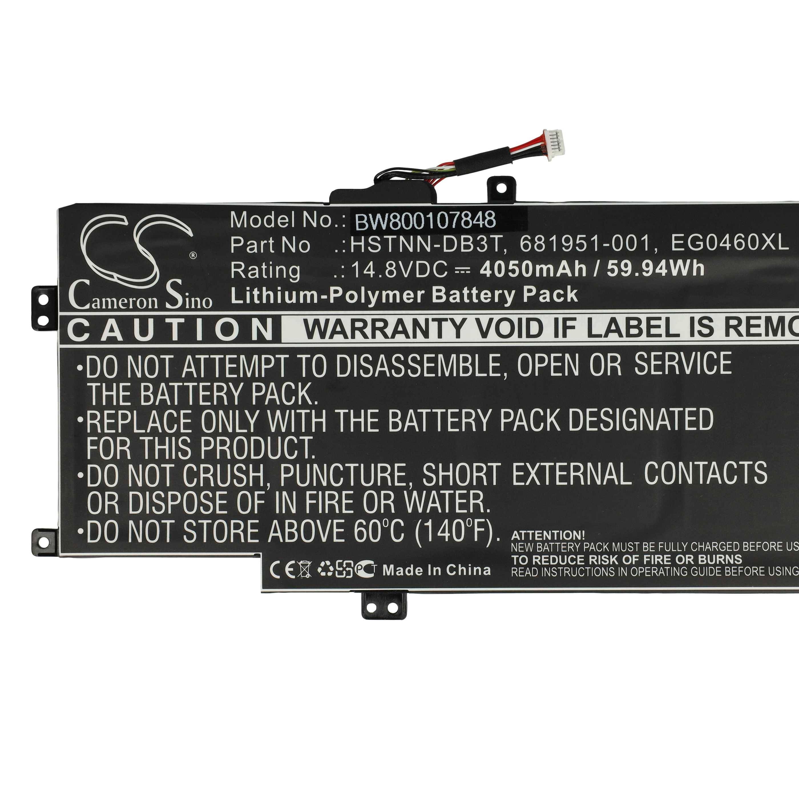 vhbw Akku kompatibel mit HP Envy 6-1090SE, 6-1051ER, 6-1047CL, 6-1040CA, 6-1083CA, 6-1048CA Notebook (4050 mAh, 14,8 V, Li-Polymer)