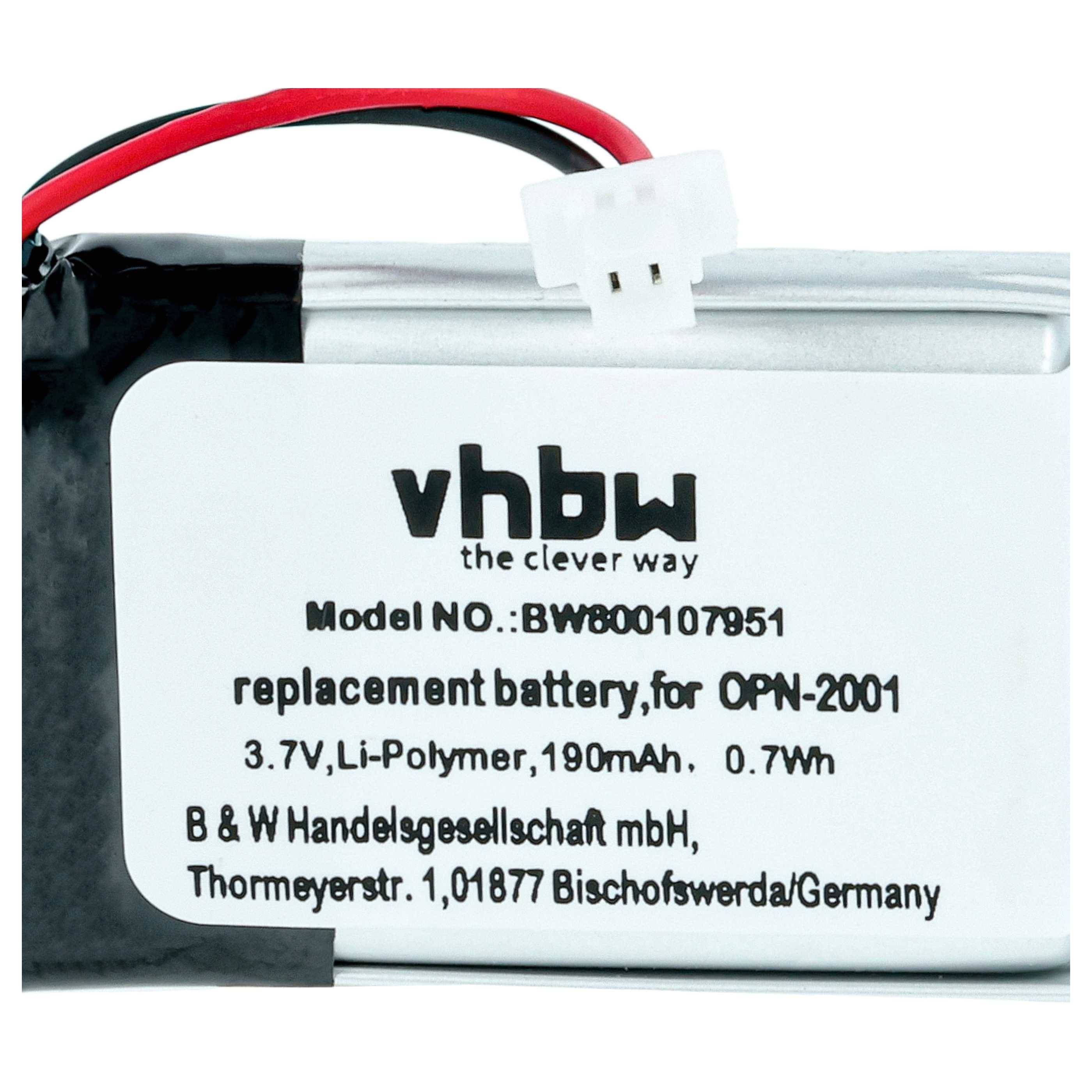 vhbw 5x Akku kompatibel mit Opticon OPN-2001, OPN-2002, OPN-2003, OPN-2004, OPN-2005 Barcodescanner POS (190 mAh, 3,7 V, Li-Polymer)