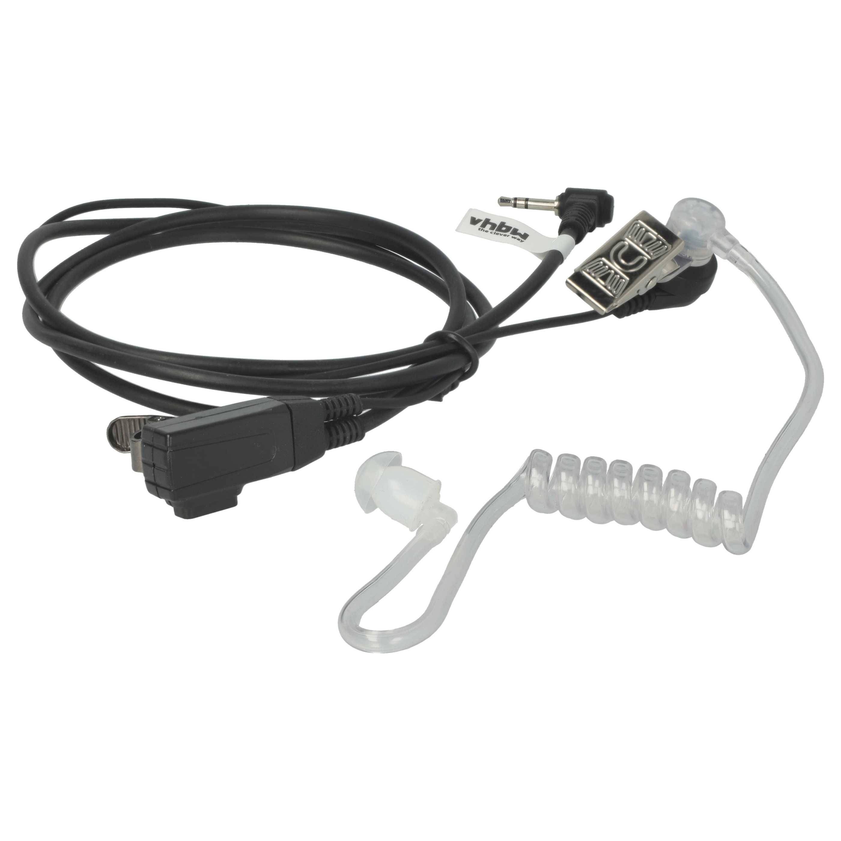 vhbw Headset kompatibel mit Motorola FR50, F60, EM1020R, FV200, EM1000R, EM1000, FV200AA, FR60, FV200R Funkgerät - schwarz, Akustikschlauch