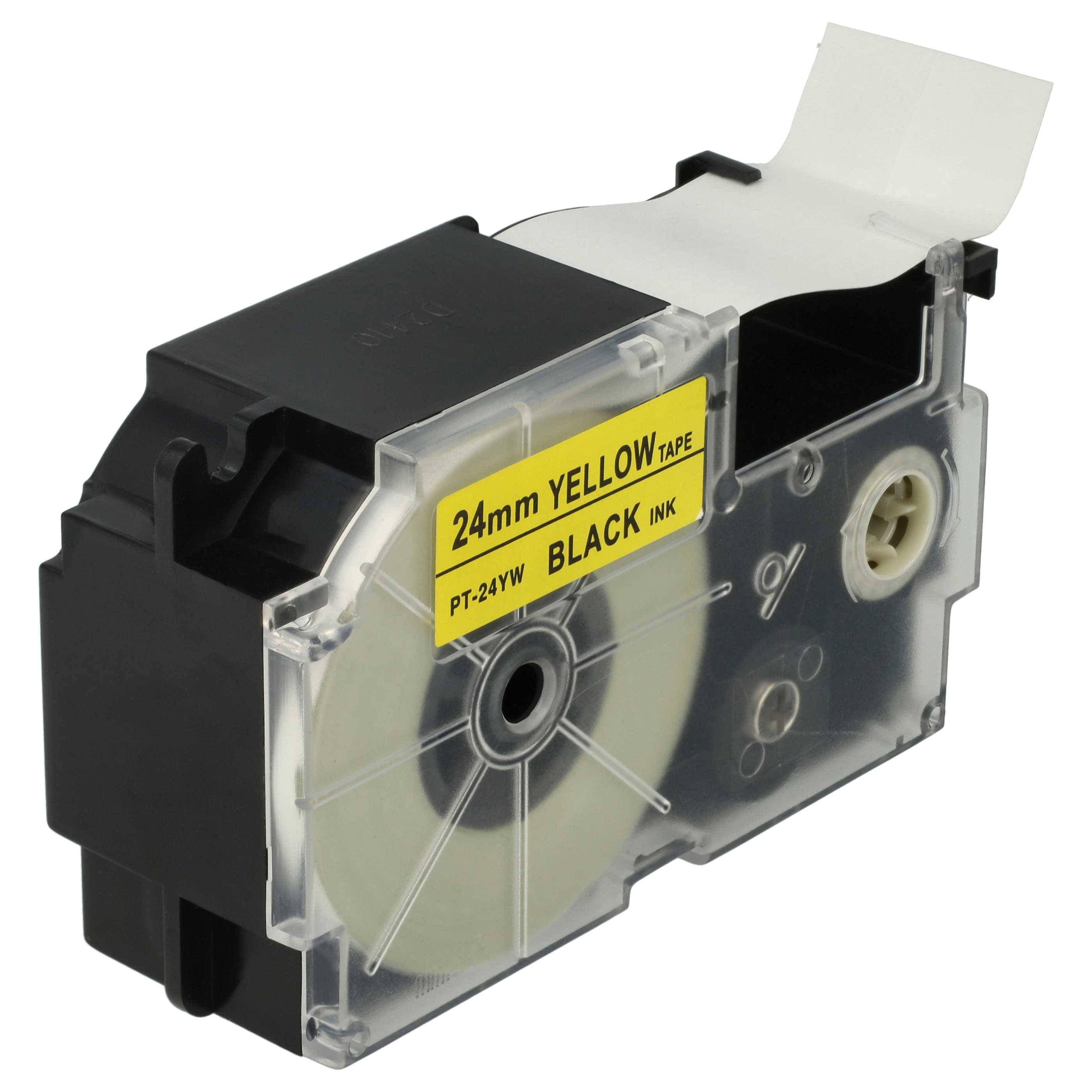 vhbw Kassette Patronen Schriftband 24 mm kompatibel mit Casio KL-820, KL-7400, KL-200E, KL-8100, KL-8200, KL-C500, CW-L300 Ersatz für XR-24YW