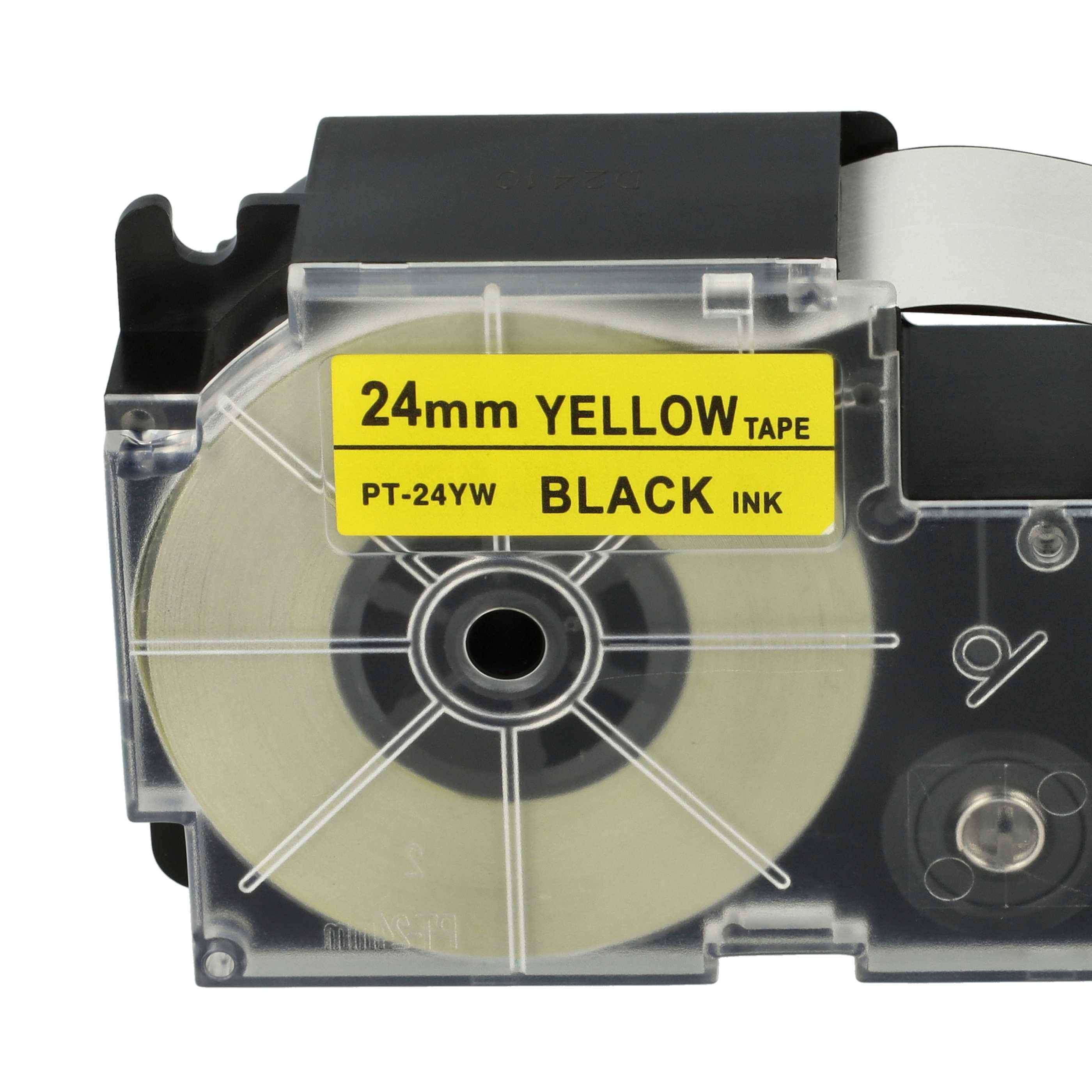 vhbw Kassette Patronen Schriftband 24 mm kompatibel mit Casio KL-820, KL-7400, KL-200E, KL-8100, KL-8200, KL-C500, CW-L300 Ersatz für XR-24YW