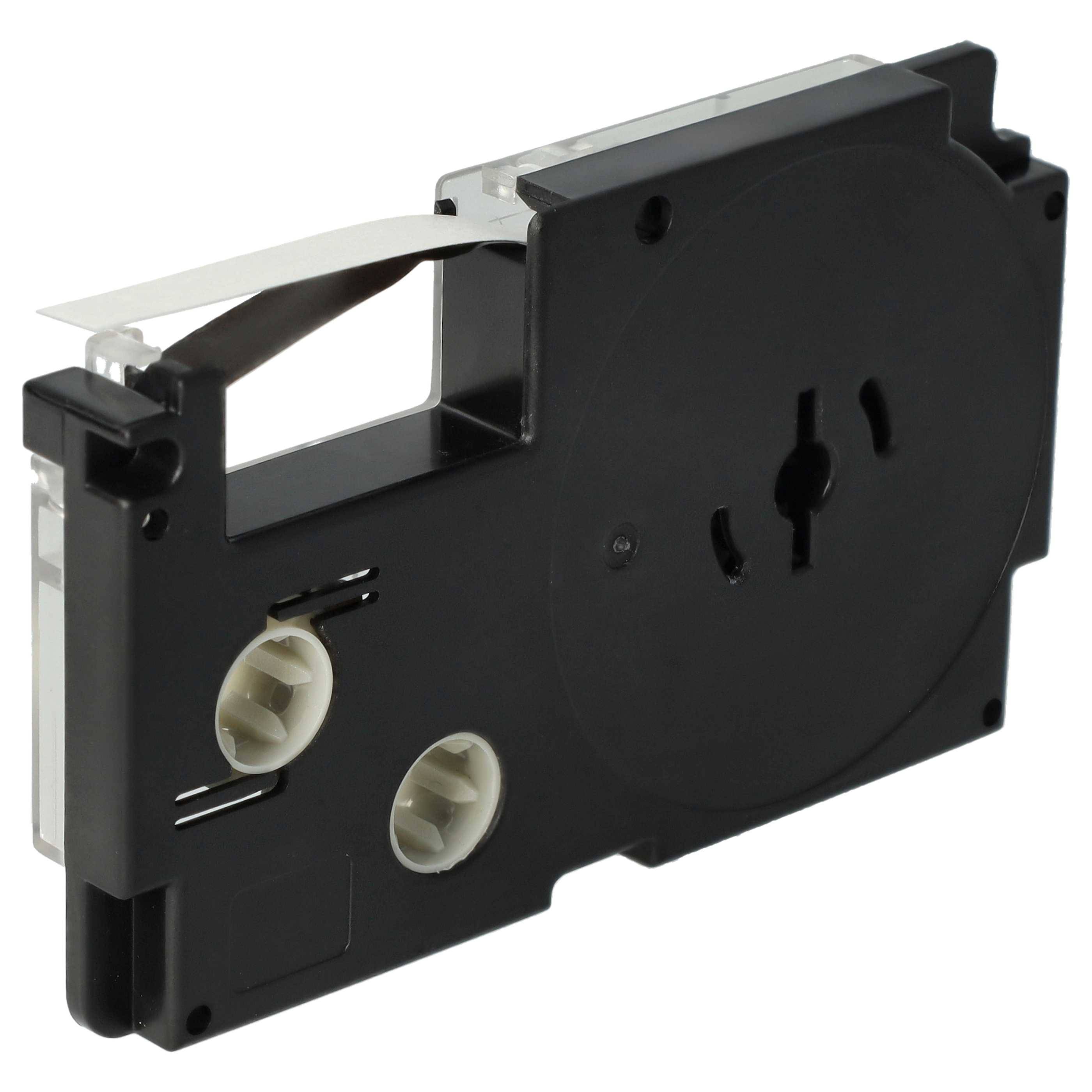 vhbw Schriftband-Kassette kompatibel mit Casio KL-200, KL-130, KL-100E, KL-120, KL-1500, CW-L300 Etiketten-Drucker 8m x 6mm Schwarz auf Silber