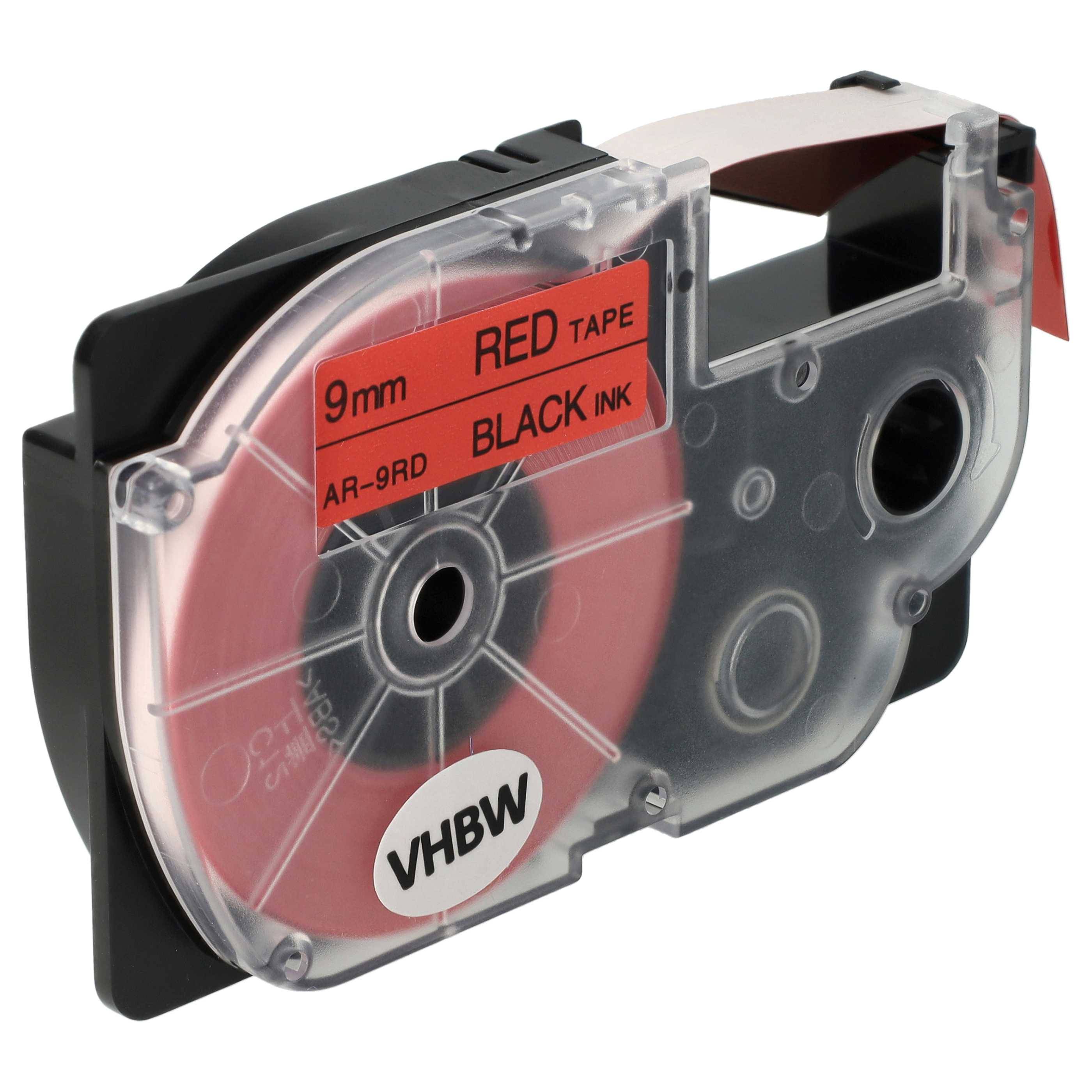 vhbw Schriftband-Kassette kompatibel mit Casio KL-200 | KL-2000, KL-130, KL-100E, KL-120, KL-1500, CW-L300 Etiketten-Drucker 8m x 9mm Schwarz auf