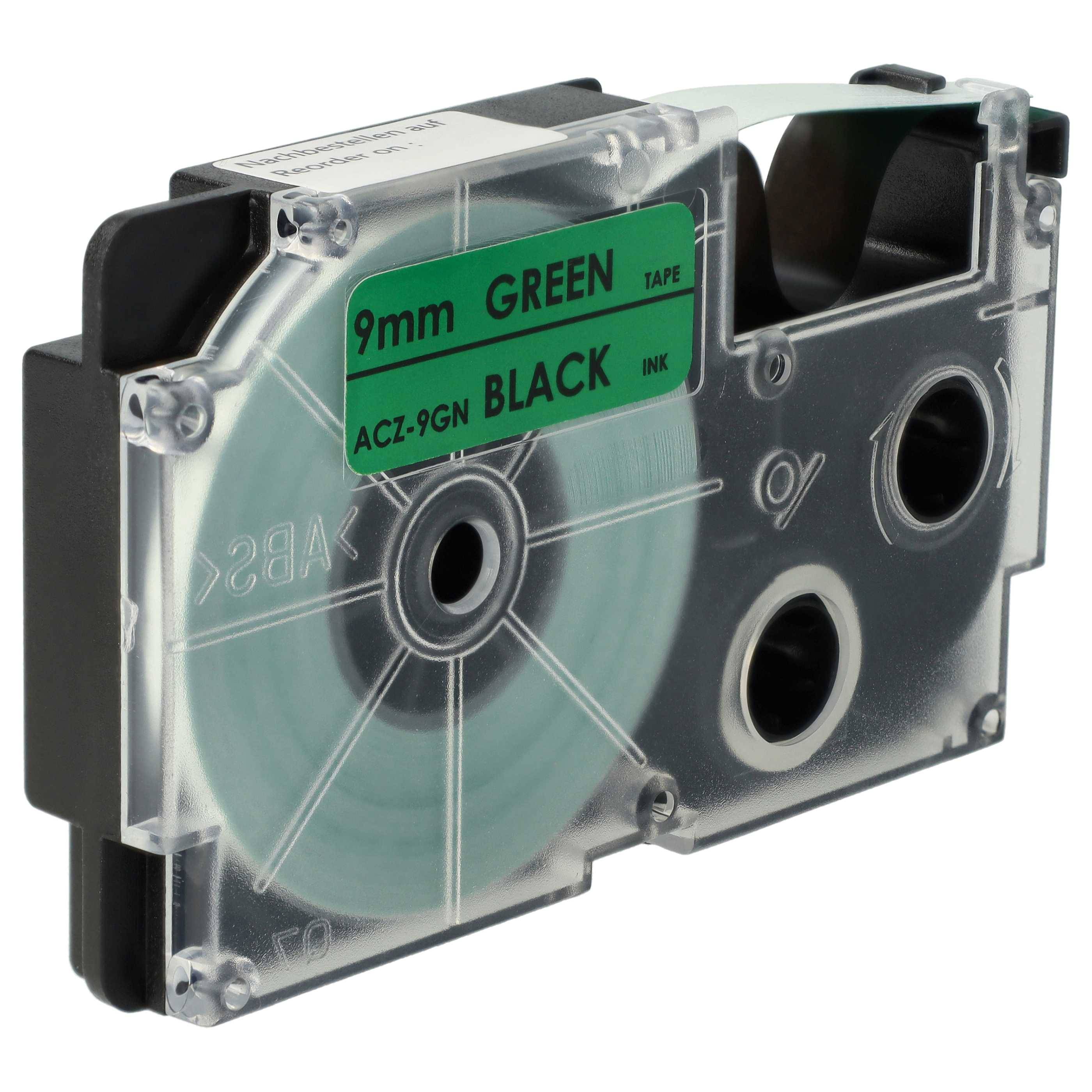 vhbw Schriftband-Kassette kompatibel mit Casio KL-200, KL-2000, KL-130, KL-100E, KL-120, KL-1500, CW-L300 Etiketten-Drucker 8m x 9mm Schwarz au