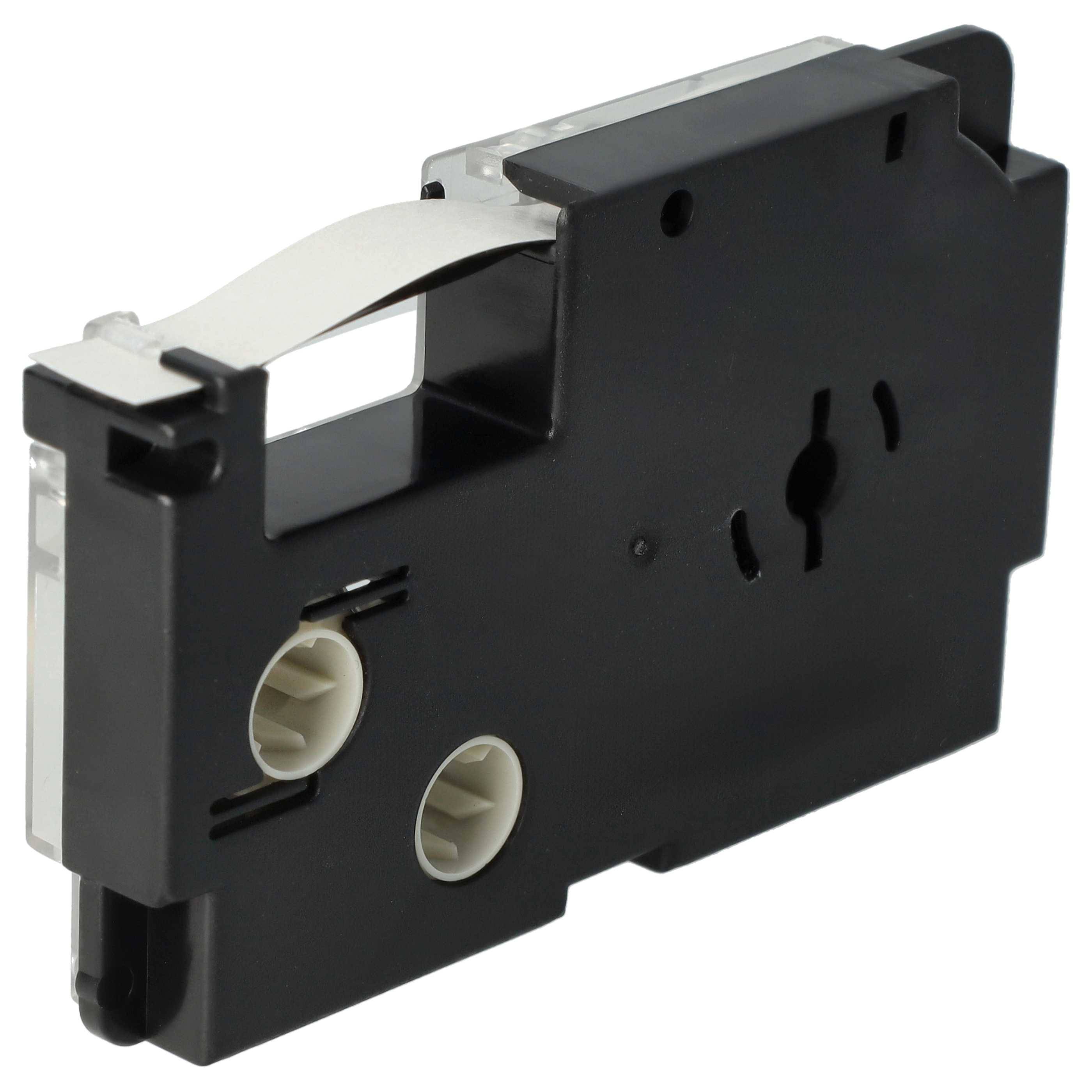 vhbw Schriftband-Kassette kompatibel mit Casio KL-C500, KL-8200, KL-P1000, KL-HD1, KL-G2 Etiketten-Drucker 8m x 9mm Schwarz auf Silber