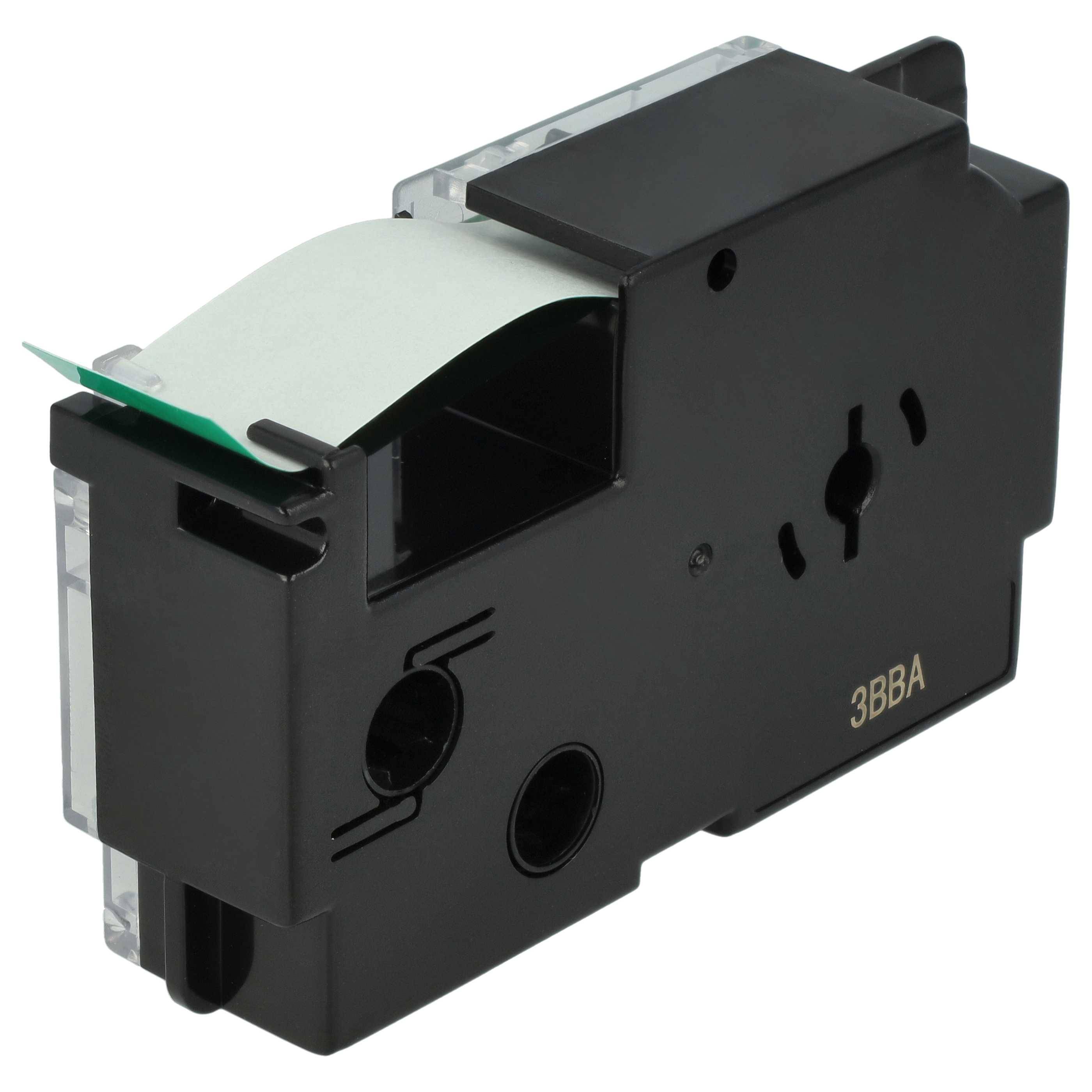 vhbw Schriftband-Kassette kompatibel mit Casio KL-750E, KL-70E, KL-7400, KL-7000, KL-7200 Etiketten-Drucker 8m x 18mm Schwarz auf Grün, pet+ RESIN