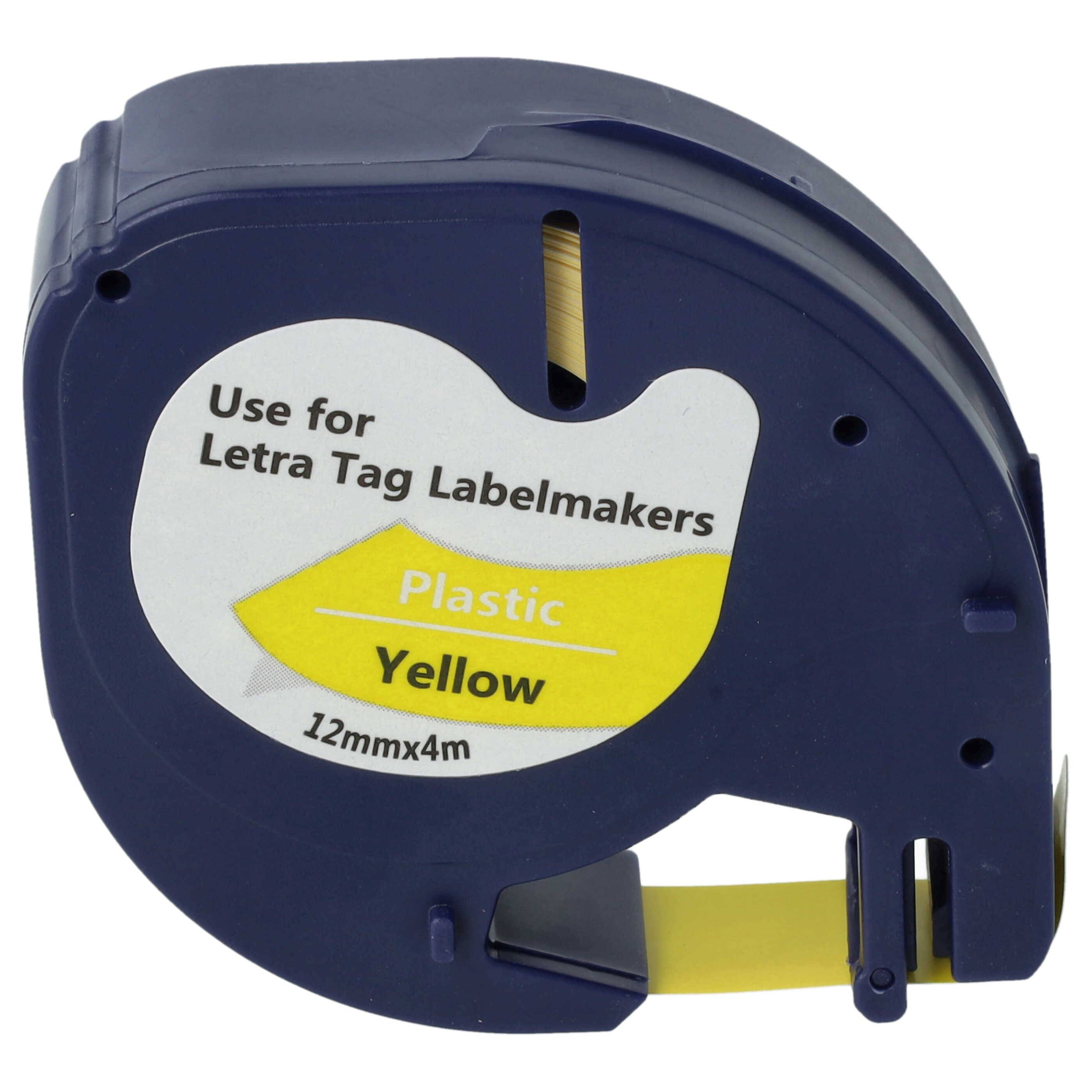 vhbw Schriftband-Kassette Ersatz für Dymo 91202 für Etiketten-Drucker 4m x 12mm Schwarz auf Gelb