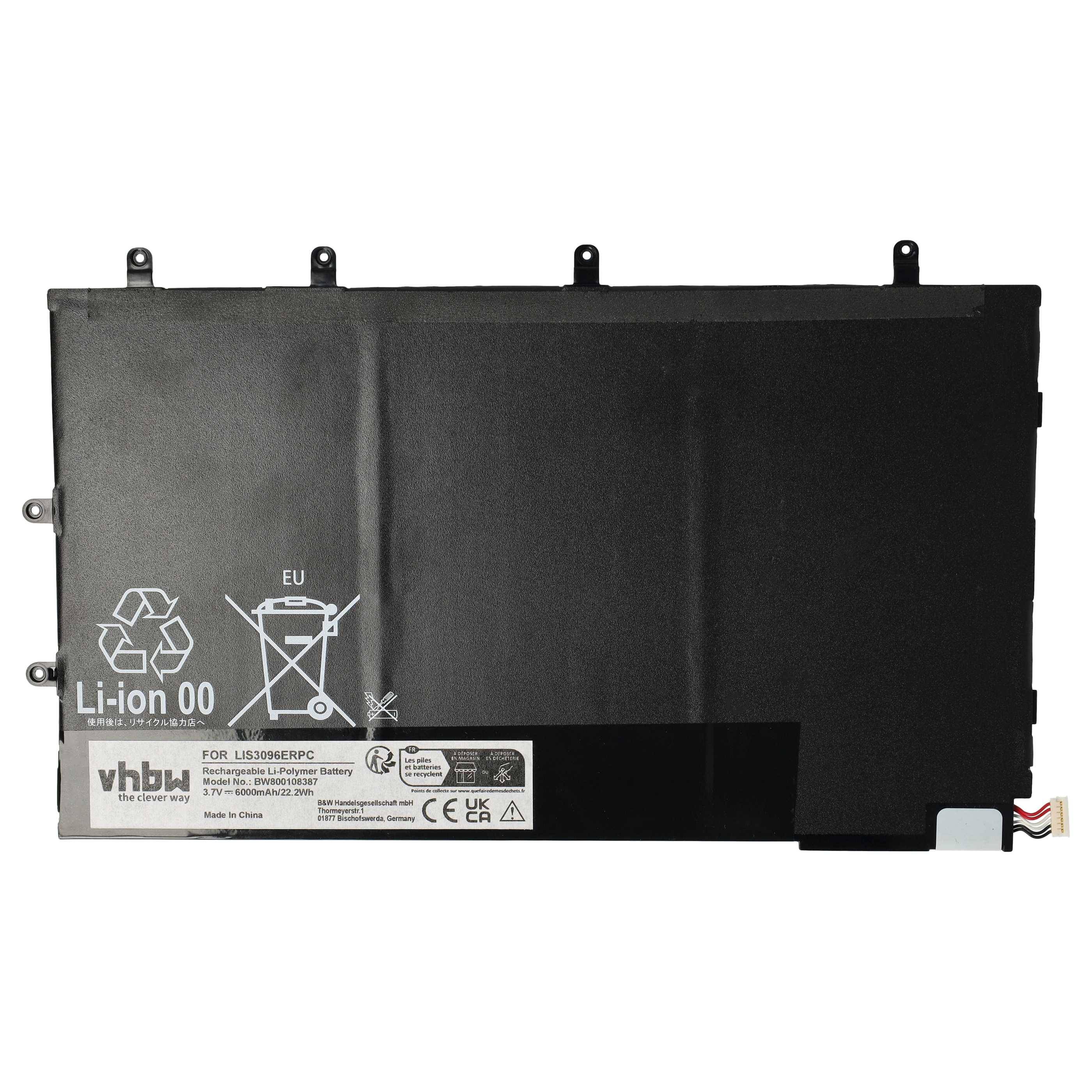 vhbw Akku kompatibel mit Sony Xperia SGP321 | SO-03E, Tablet Z, Tablet Z 10.1 Tablet Pad (6000 mAh, 3,7 V, Li-Polymer)