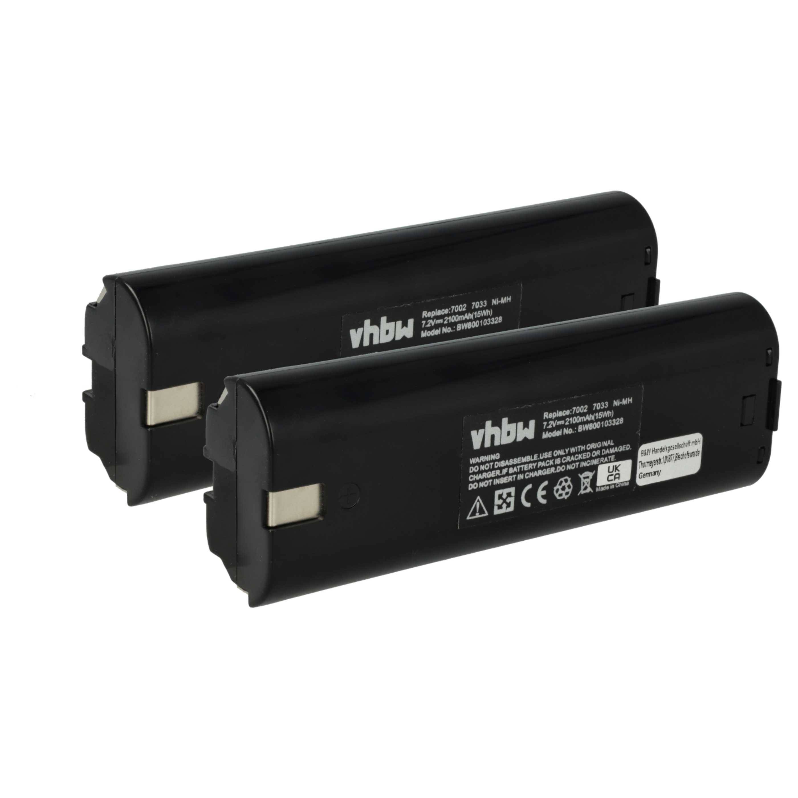 vhbw 2x Akku kompatibel mit Makita 6012DWK, 6015DWE, 6017DWBE, 6017DWE, 6015DWK, 6016DW, 6018D Werkzeug (2100 mAh, NiMH, 7,2 V)