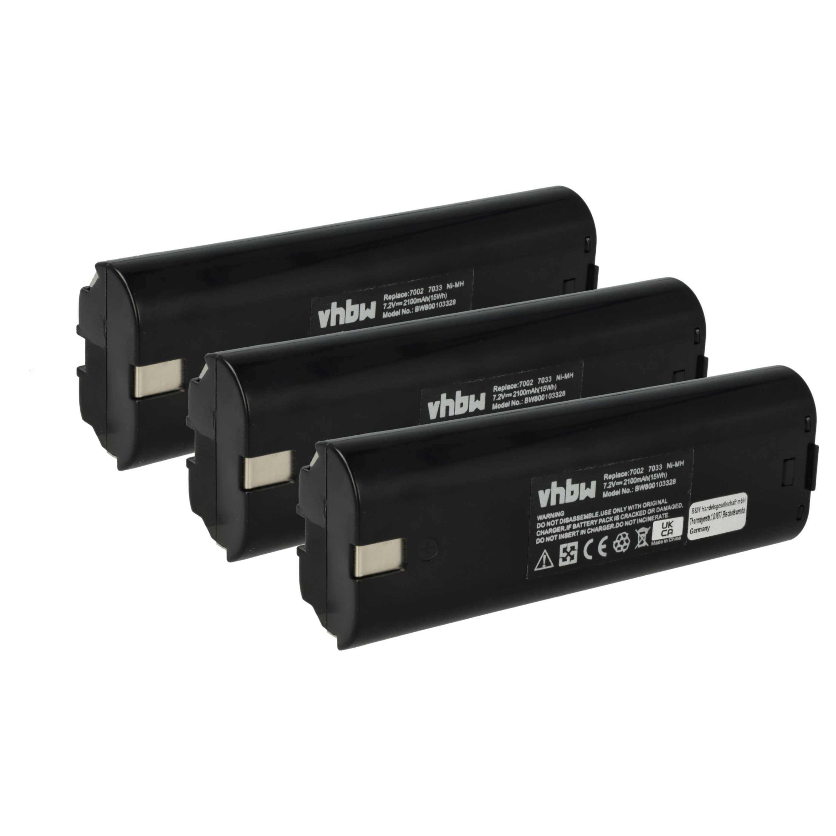 vhbw 3x Akku kompatibel mit Makita 6012DL, 6012DW, 6002DWK, 6010D, 6010DWK, 6012D, 6010DL, 6010DW Werkzeug (2100 mAh, NiMH, 7,2 V)