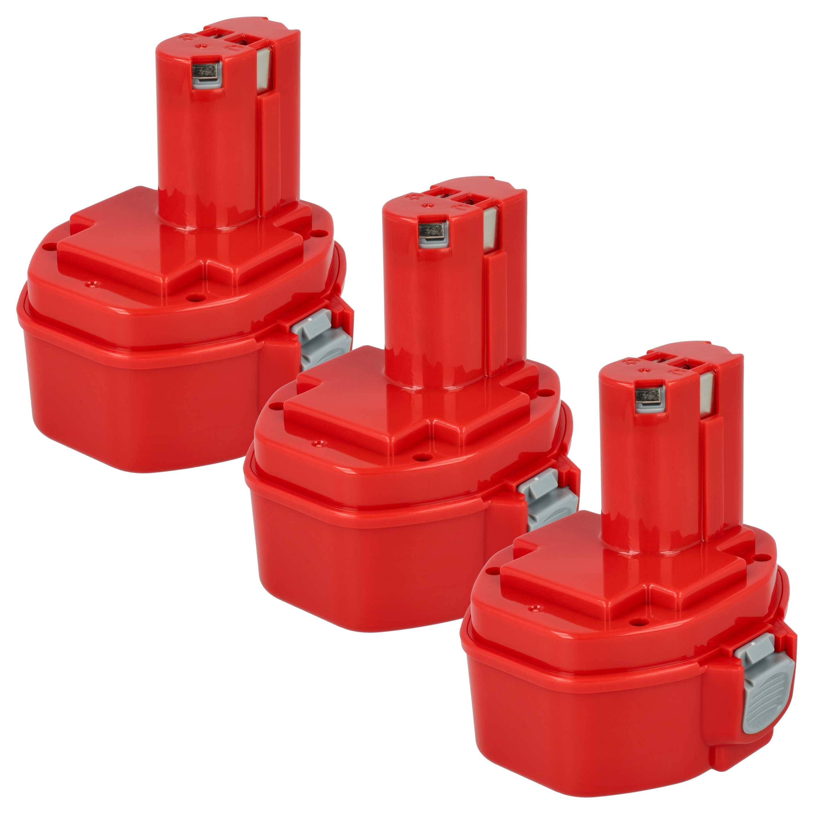 vhbw 3x Akku kompatibel mit Makita 8433DWDE, 8433DWAE, 8434DWFE, 8433DWFE, JR140D, BMR100, JR140DWA Werkzeug (3000 mAh, NiMH, 14,4 V)